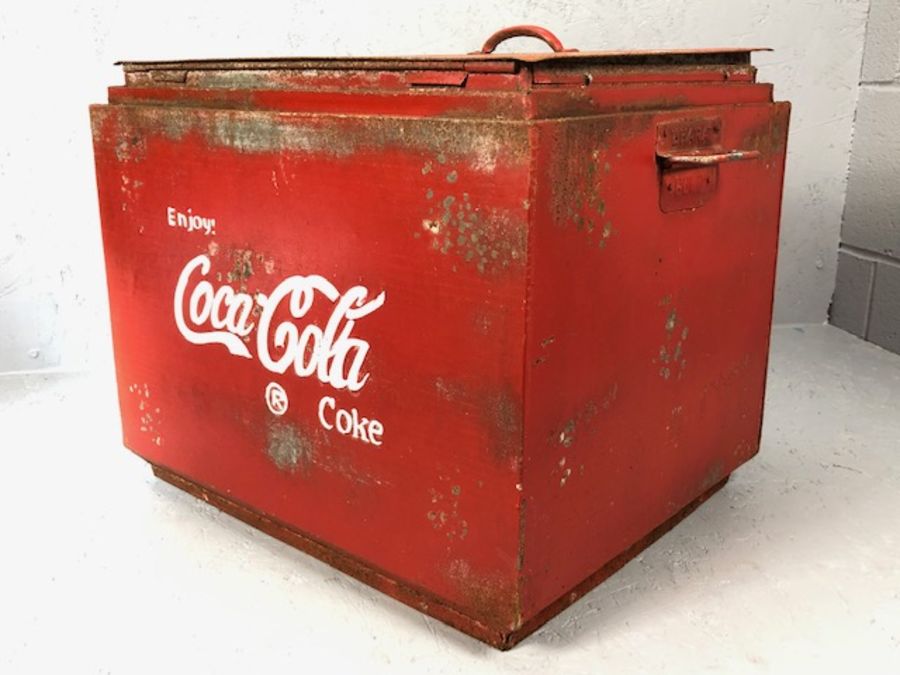 Vintage metal Coca Cola style metal cooler box with bottle opener to front, approx 46cm x 37cm x - Image 5 of 5