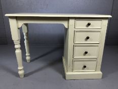 Pine white painted dressing table or desk with four drawers
