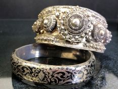 Indain silver bangle and a Sheffield hallmarked silver bangle