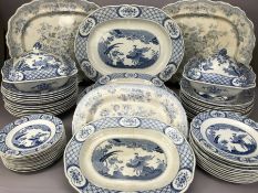 Large collection of Furnival 'Old Chelsea' design blue and white dinner ware to include circa four