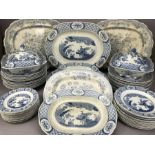 Large collection of Furnival 'Old Chelsea' design blue and white dinner ware to include circa four