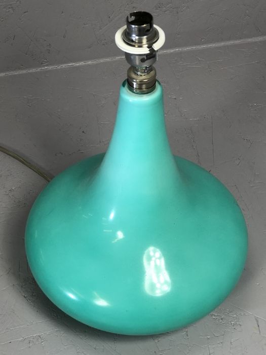 Retro style turquoise glass lamp base, approx 28cm tall - Image 2 of 3