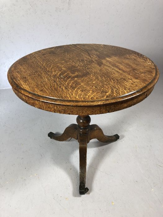 Victorian tilt-top table on splayed tripod legs with original castors, by Holland and Sons of
