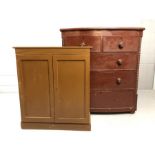 Two items of vintage painted furniture: a Bow fronted chest of five drawers, approx 107cm x 56cm x