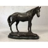 Bronze figure of a horse on a marble base, approx 23cm tall