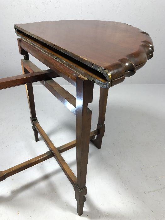 Edwardian mahogany folding occasional table with circular folding top and pie crust border, made - Image 7 of 8