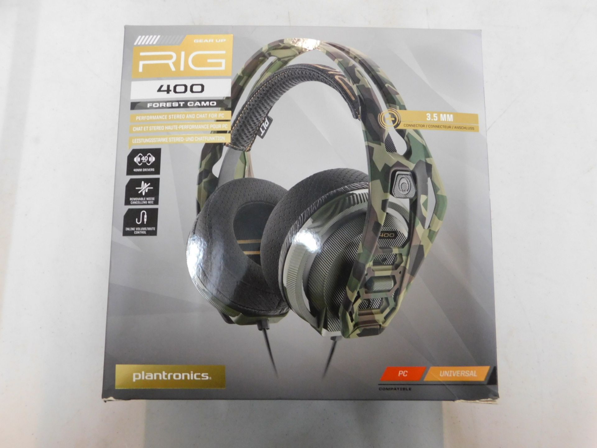 1 BOXED PLANTRONICS RIG 400 HEADPHONES FOREST CAMO RRP Â£64.99