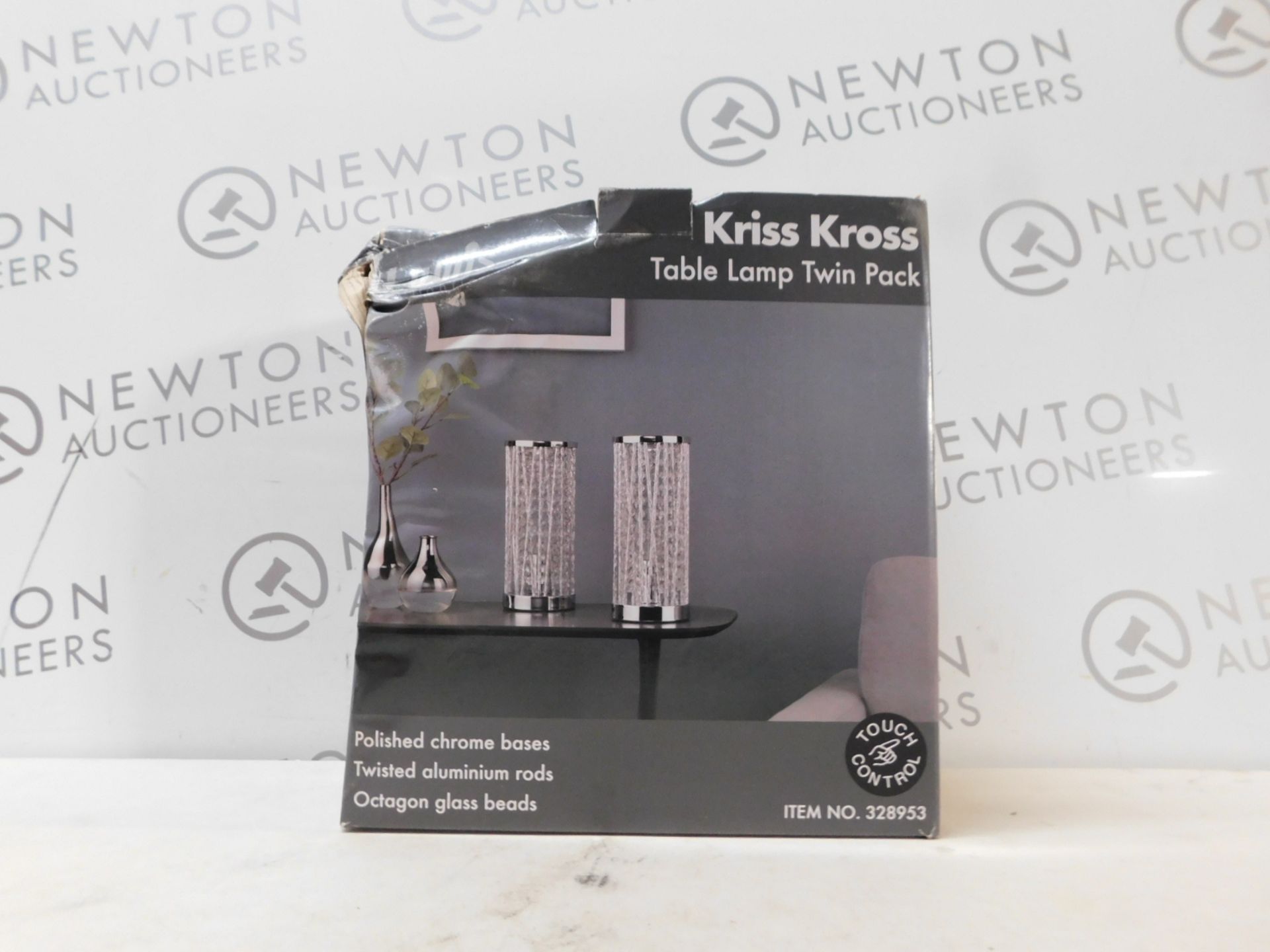 1 BOXED SET OF 2 LUMIS LIGHTING KRISS KROSS TABLE LAMPS RRP Â£39