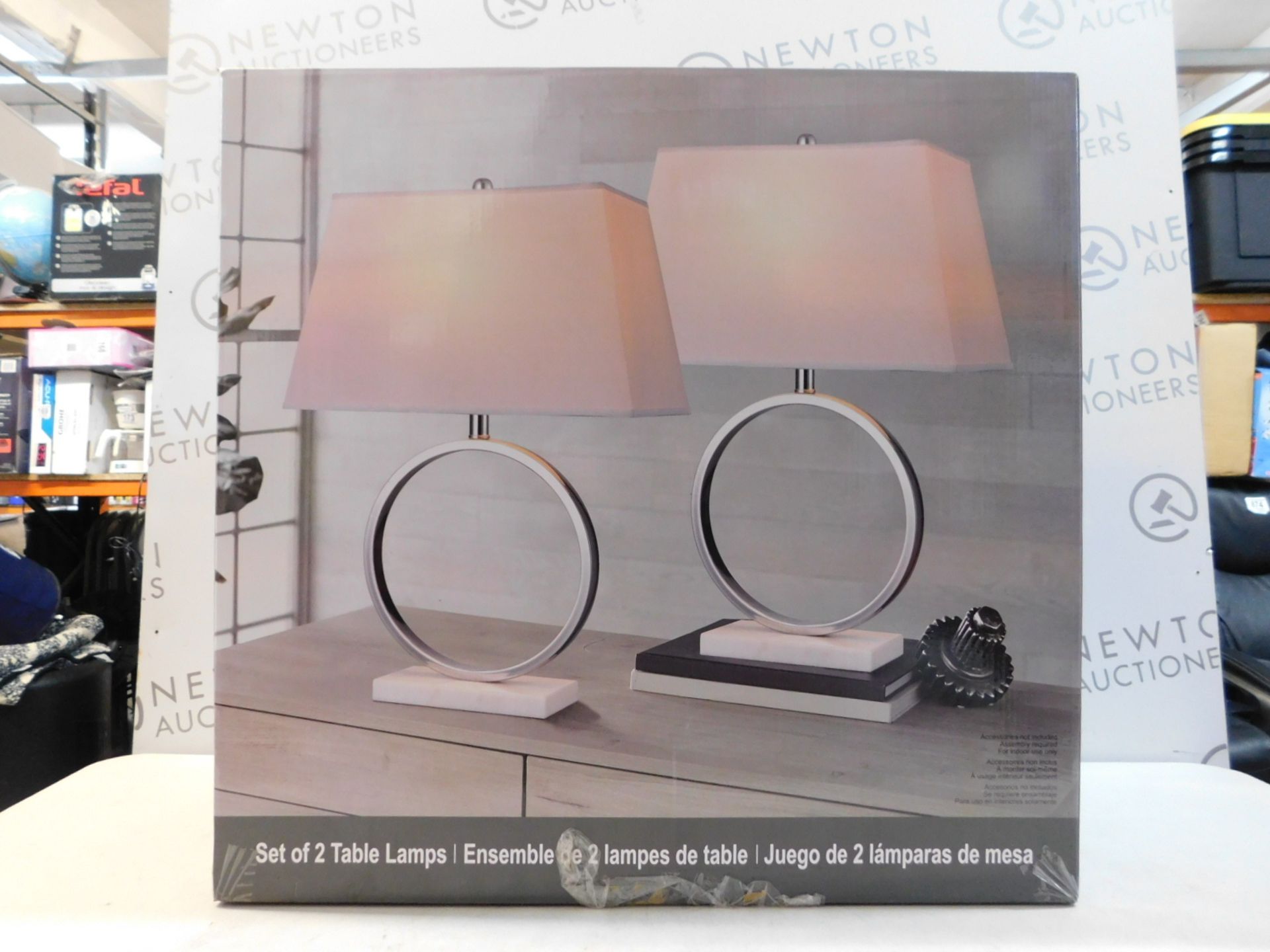 1 BOXED PAIR OF BRIDGEPORT DESIGNS MARBLE TABLE LAMPS RRP Â£119