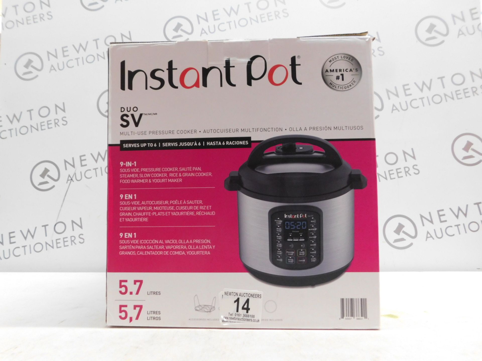 1 BOXED INSTANT POT DUO SV 9 IN 1 ELECTRIC PRESSURE COOKER 5.7L RRP Â£115