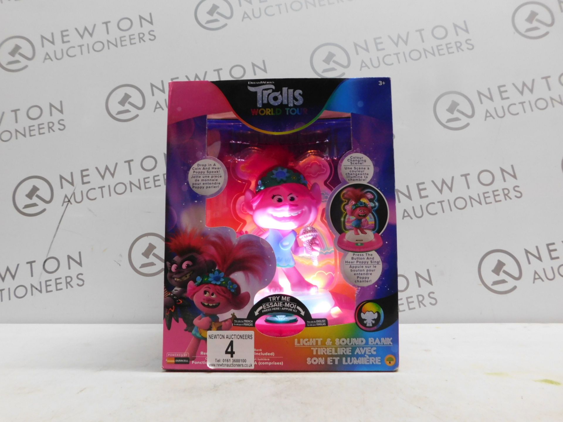 1 BRAND NEW BOXED TROLLS WORLD TOUR LIGHT & SOUND COIN BANK RRP Â£39.99