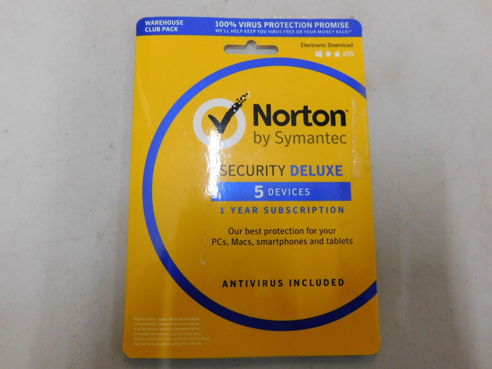 1 PACK OF NORTON SECURITY DELUXE 1 YEAR SUBSCRIPTION RRP Â£39.99