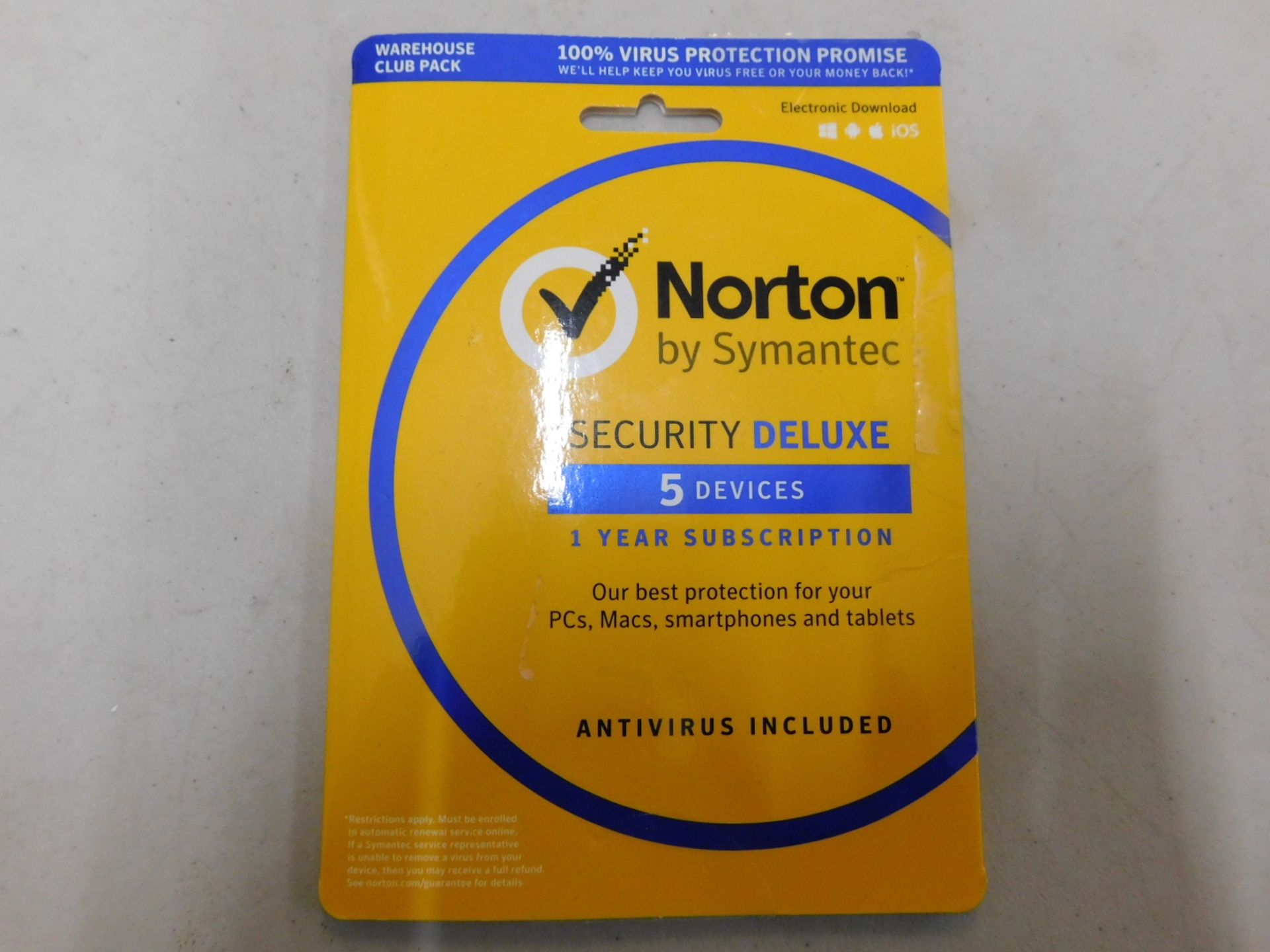 1 PACK OF NORTON SECURITY DELUXE 1 YEAR SUBSCRIPTION RRP Â£39.99