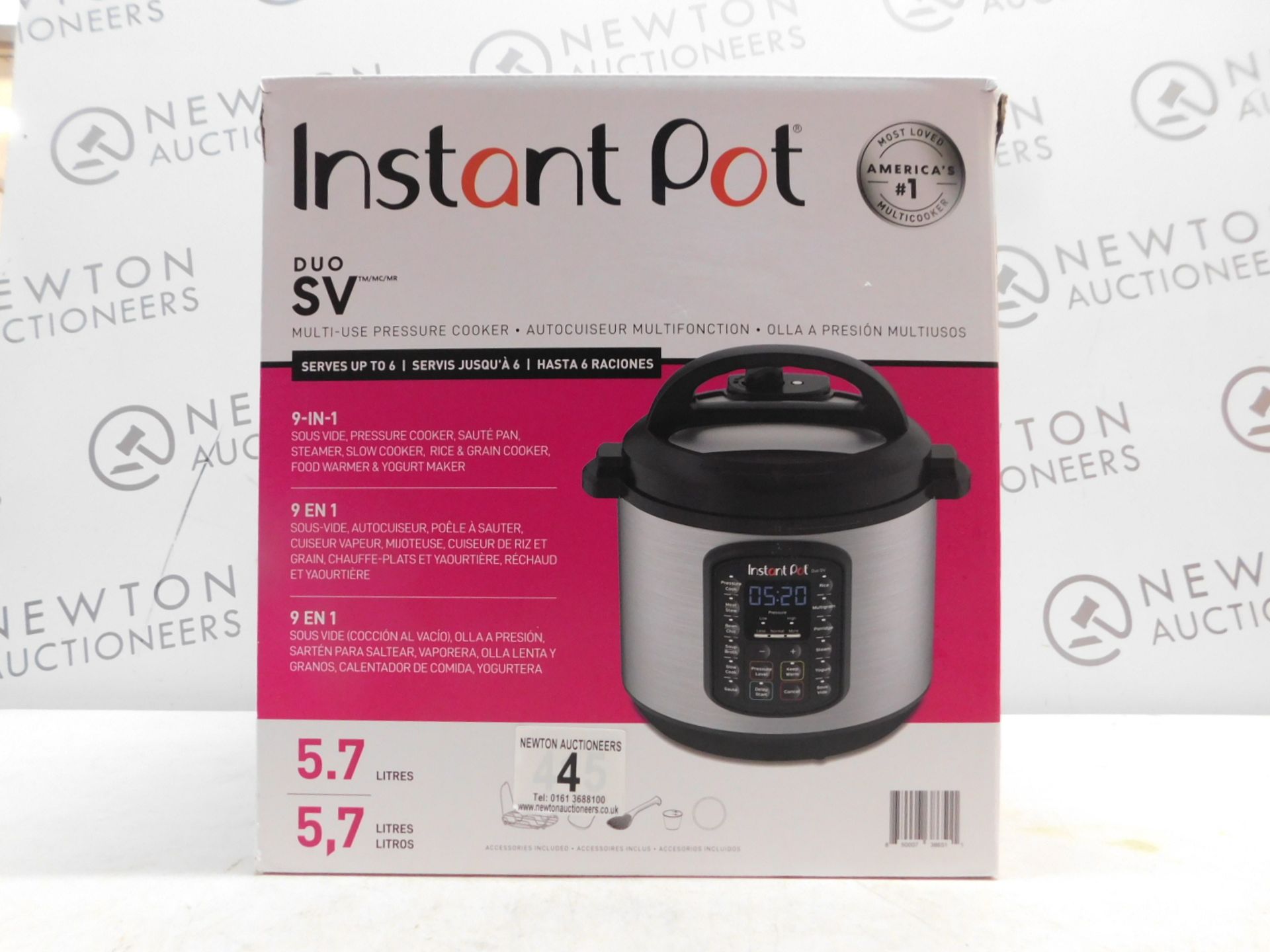 1 BOXED INSTANT POT DUO SV 9 IN 1 ELECTRIC PRESSURE COOKER 5.7L RRP Â£115