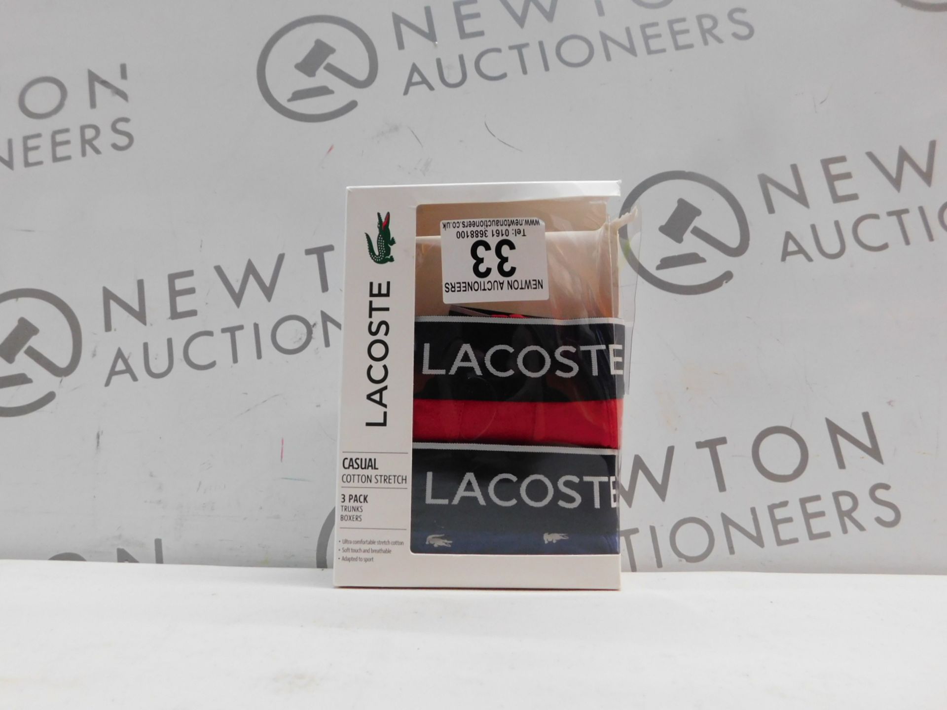 1 BOXED MENS LACOSTE 2 PACK COTTON STRETCH BOXERS SIZE M RRP Â£39