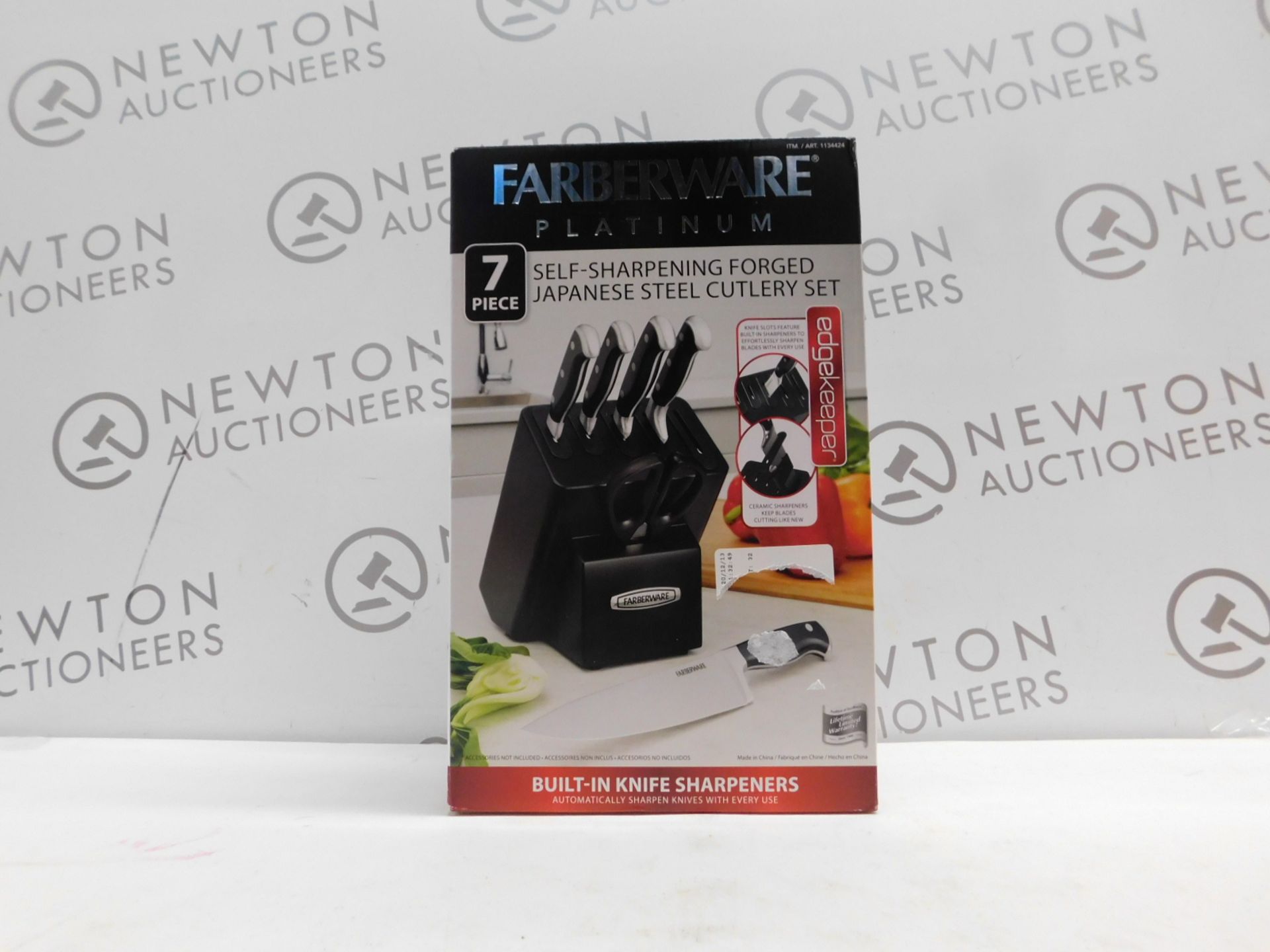 1 BOXED FARBERWARE PLATINUM 7PC SELF SHARPENING JAPANESE STEEL KNIFE BLOCK SET RRP Â£79.99 (LIKE