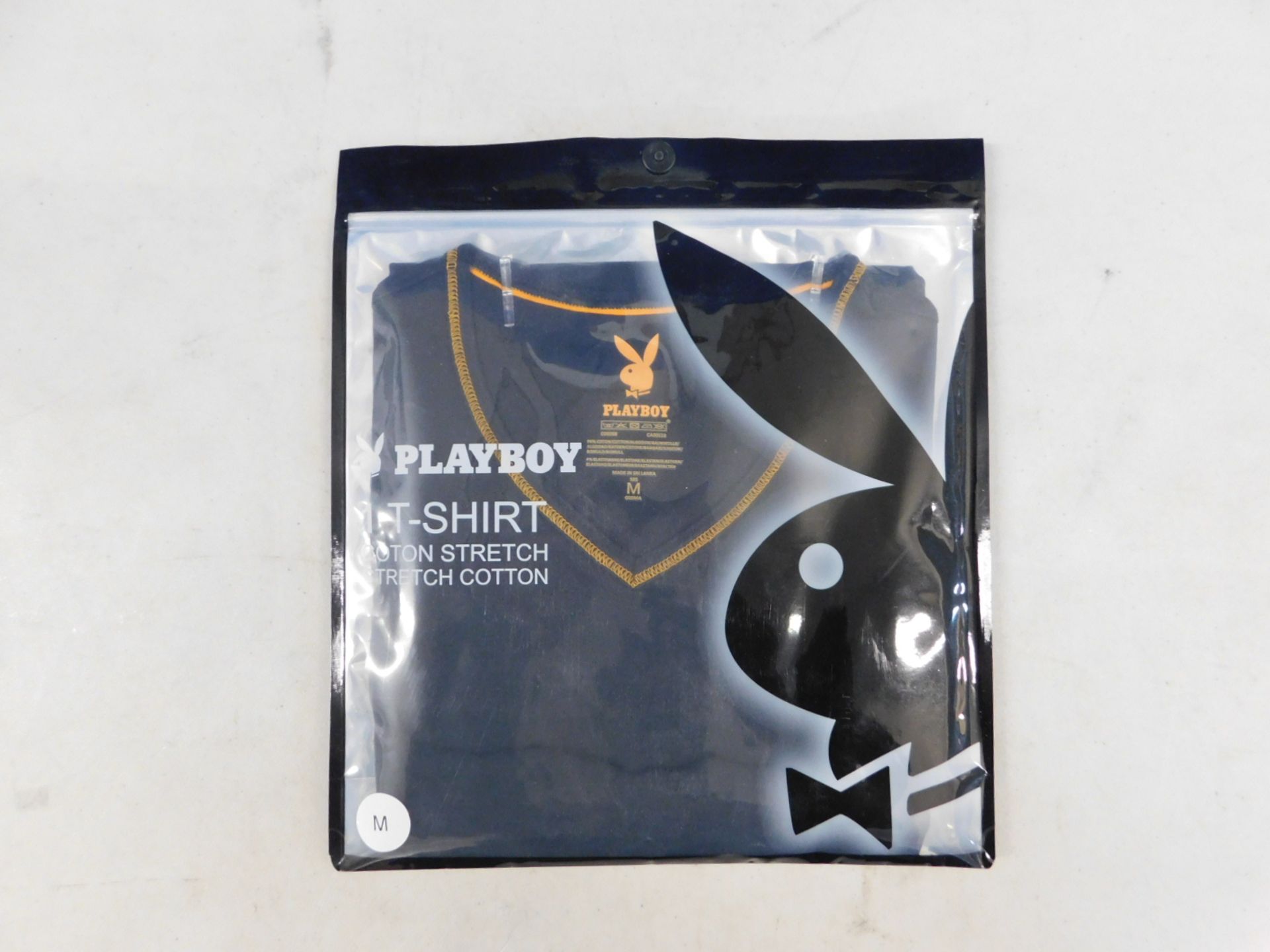 1 BRAND NEW PACKED PLAYBOY V-NECK STRETCH COTTON T-SHIRT SIZE M RRP Â£29