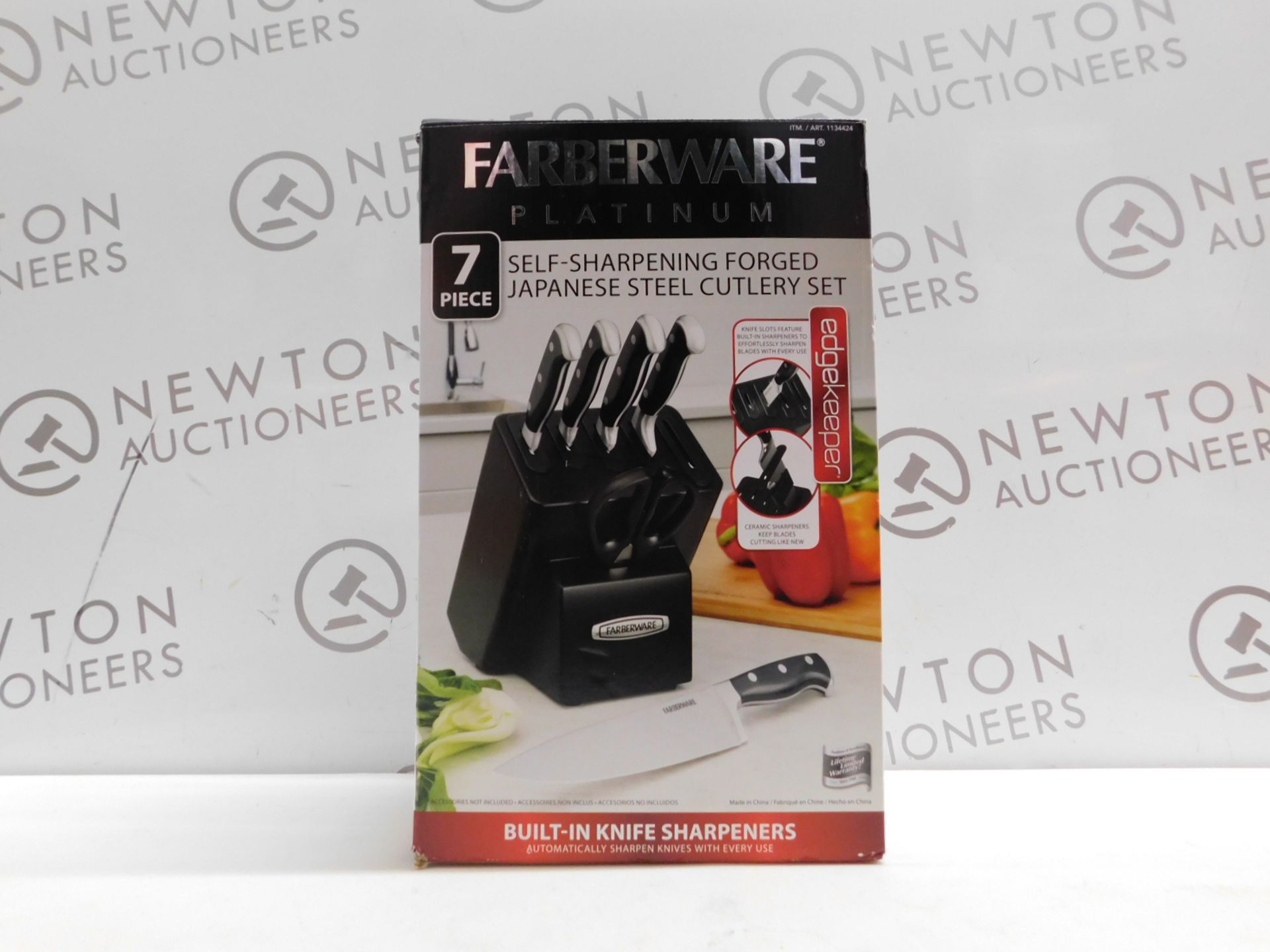 1 BOXED FARBERWARE PLATINUM 7PC SELF SHARPENING JAPANESE STEEL KNIFE BLOCK SET RRP Â£79.99 (LIKE