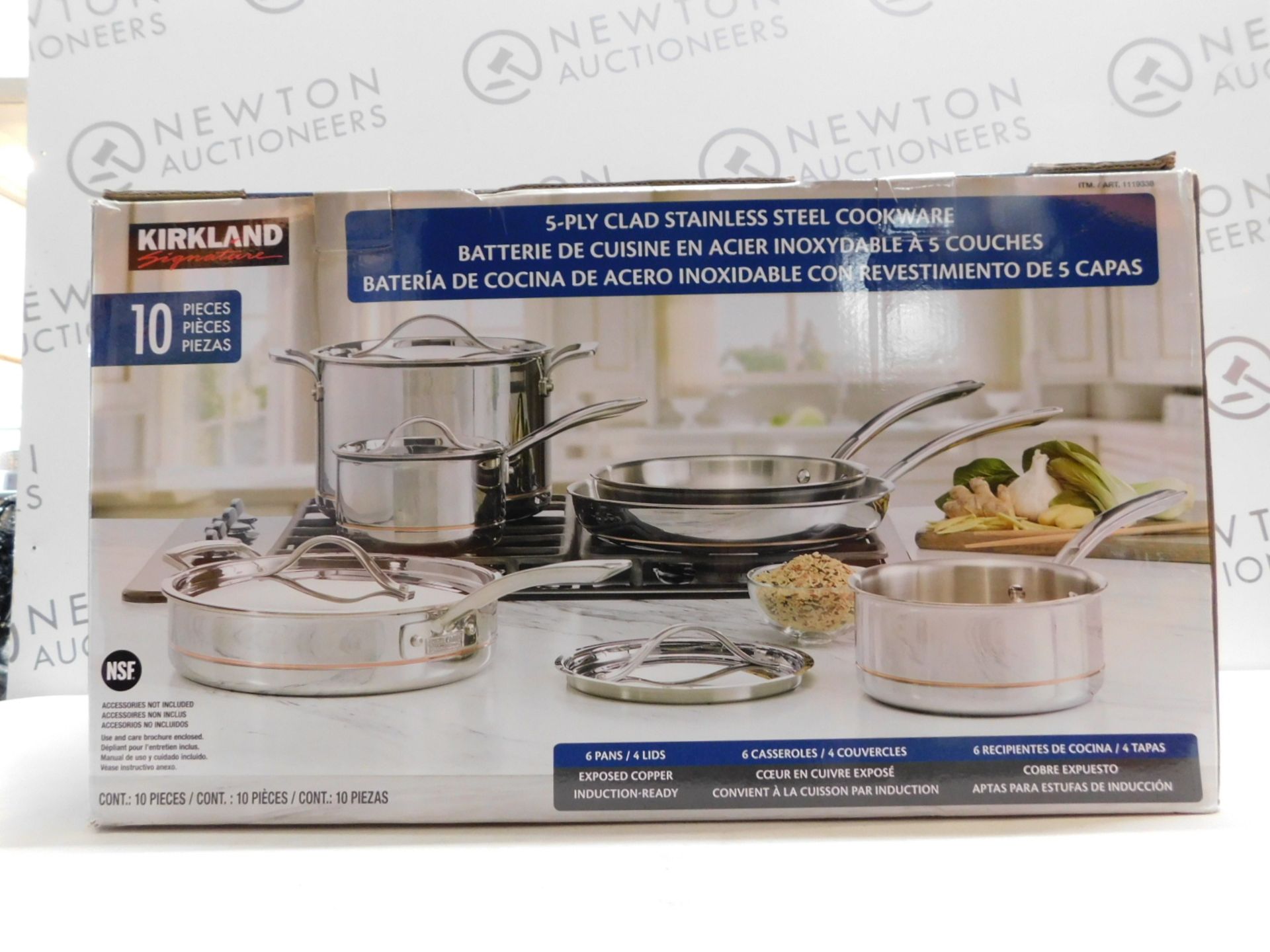 1 BOXED KIRKLAND SIGNATURE 10 PIECE (APPROX) 5-PLY CLAD STAINLESS STEEL COOKWARE SET RRP Â£249.99