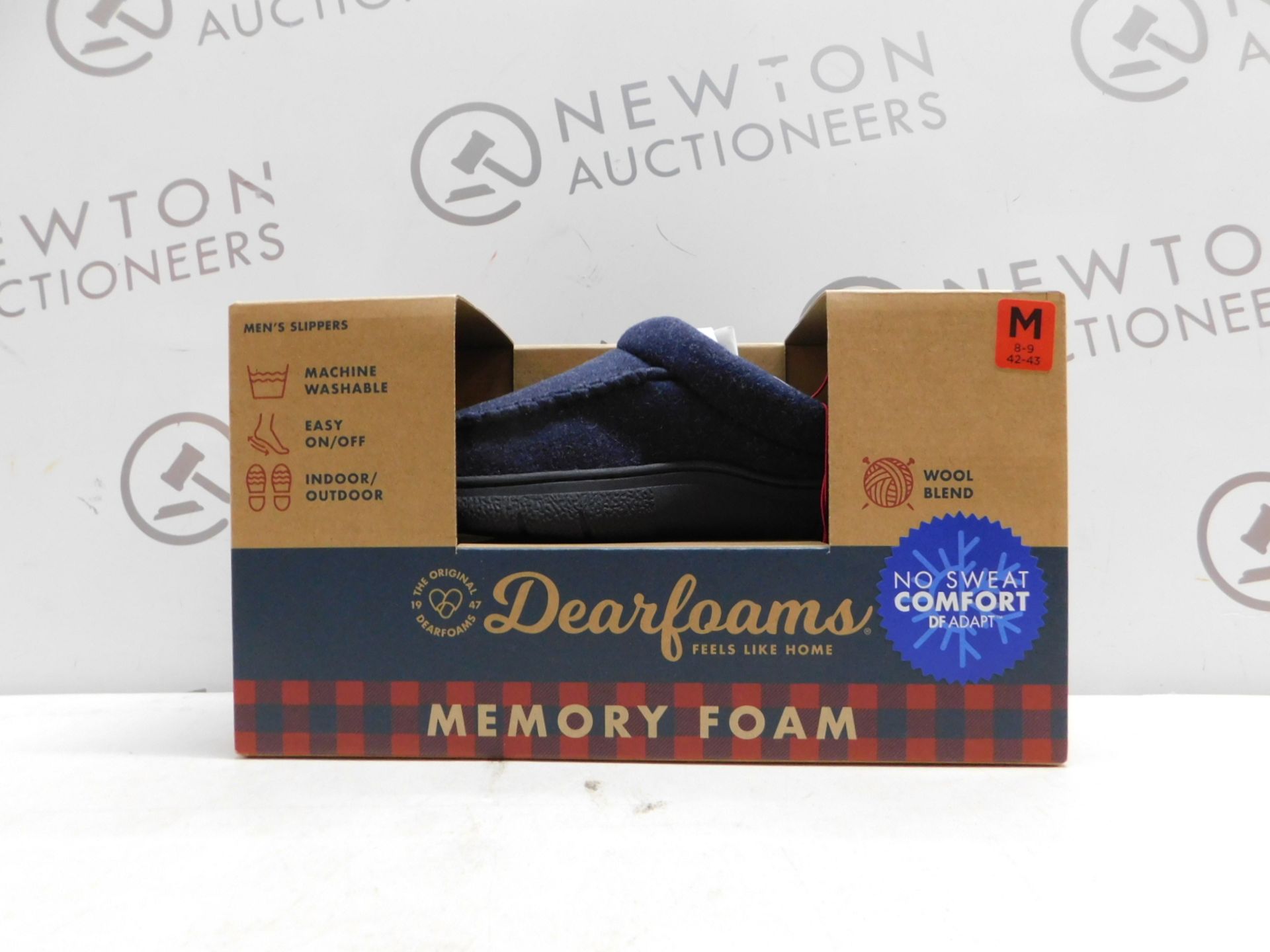 1 BOXED PAIR OF DEARFOAMS MENS SIZE M MEMORY FOAM SLIPPERS RRP Â£34.99