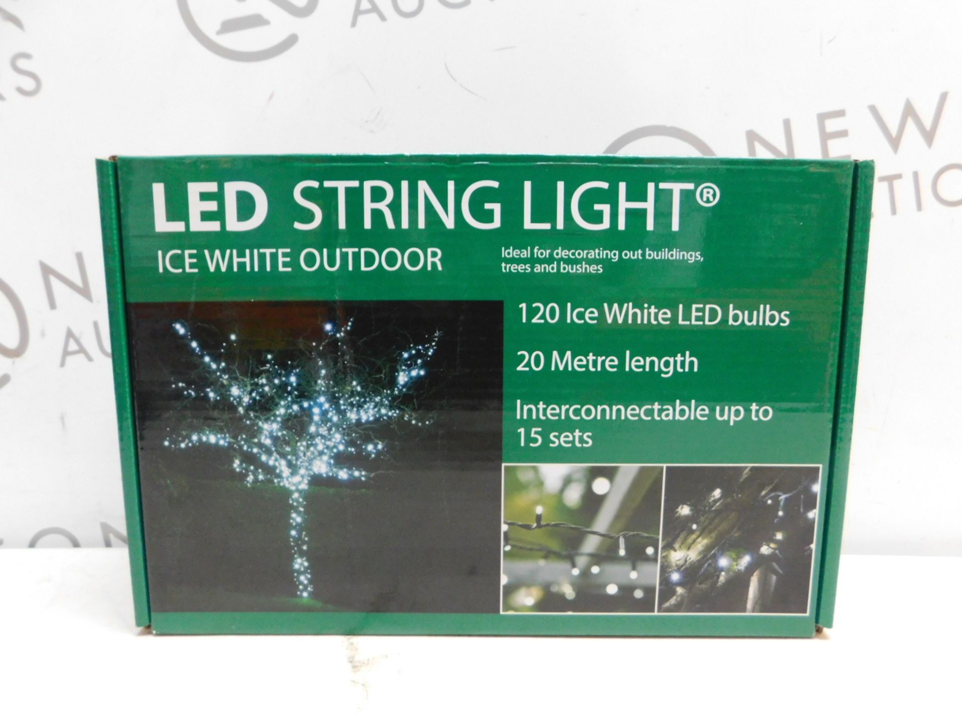 1 BOXED LIGHTS4YOU 20M (66 FT) 120 LED ICE WHITE OUTDOOR STRING LIGHTS RRP Â£49