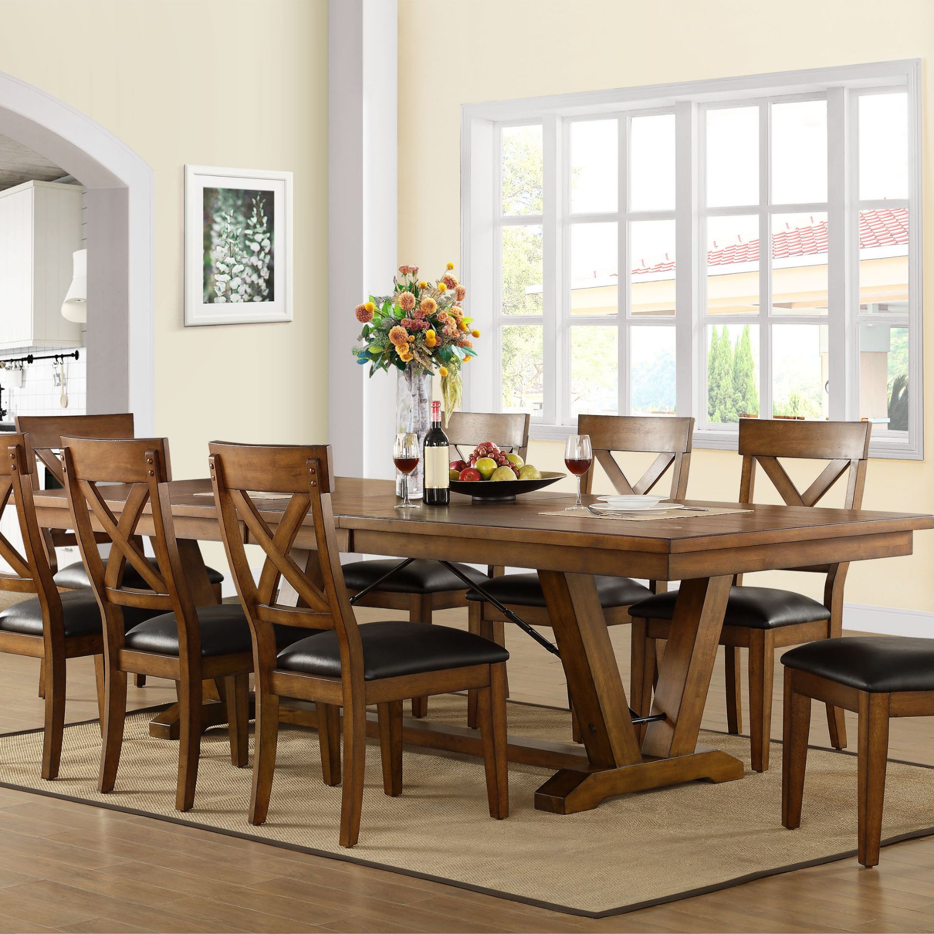 1 BAYSIDE FURNISHINGS 9 PIECE EXTENDABLE DINING SET INCLUDES 1 TABLE AND 8 CHAIRS RRP Â£999 (GENERIC