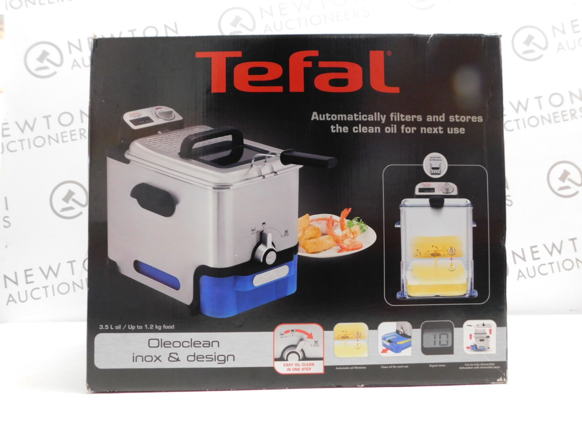 1 BOXED TEFAL FR8040 OLEOCLEAN PRO INOX & DESIGN DEEP FRYER RRP Â£129.99 (POWERS ON, EXCELLENT