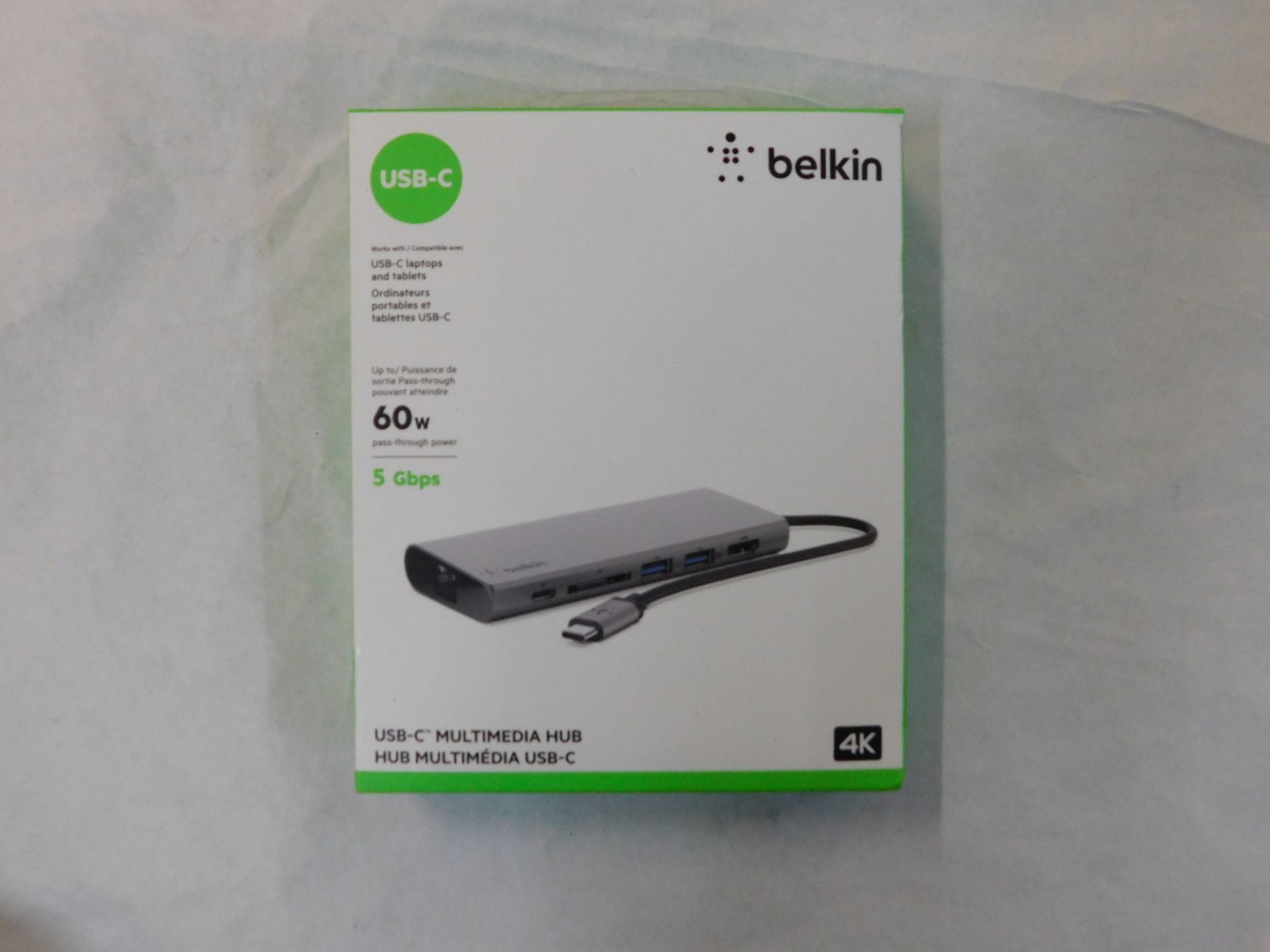 1 BOXED BELKIN USB-C 4K MULTIMEDIA HUB WITH TETHERED USB C CABLE RRP Â£49.99