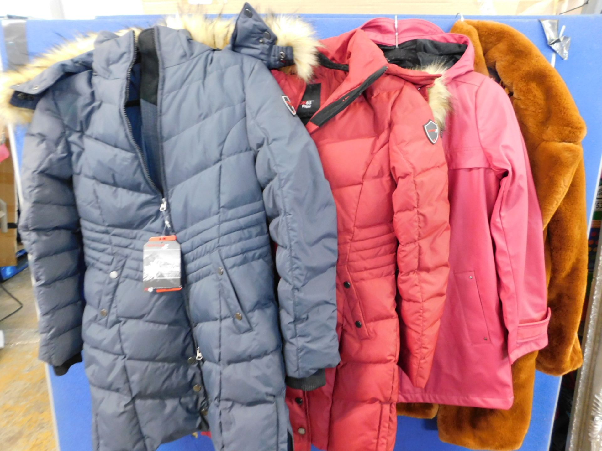 1 JOB LOT OF 4 LADIES JACKETS: 2 X HERITAGE 63 PAJAR LONG PARKA JACKETS WITH DETACHABLE HOODIE