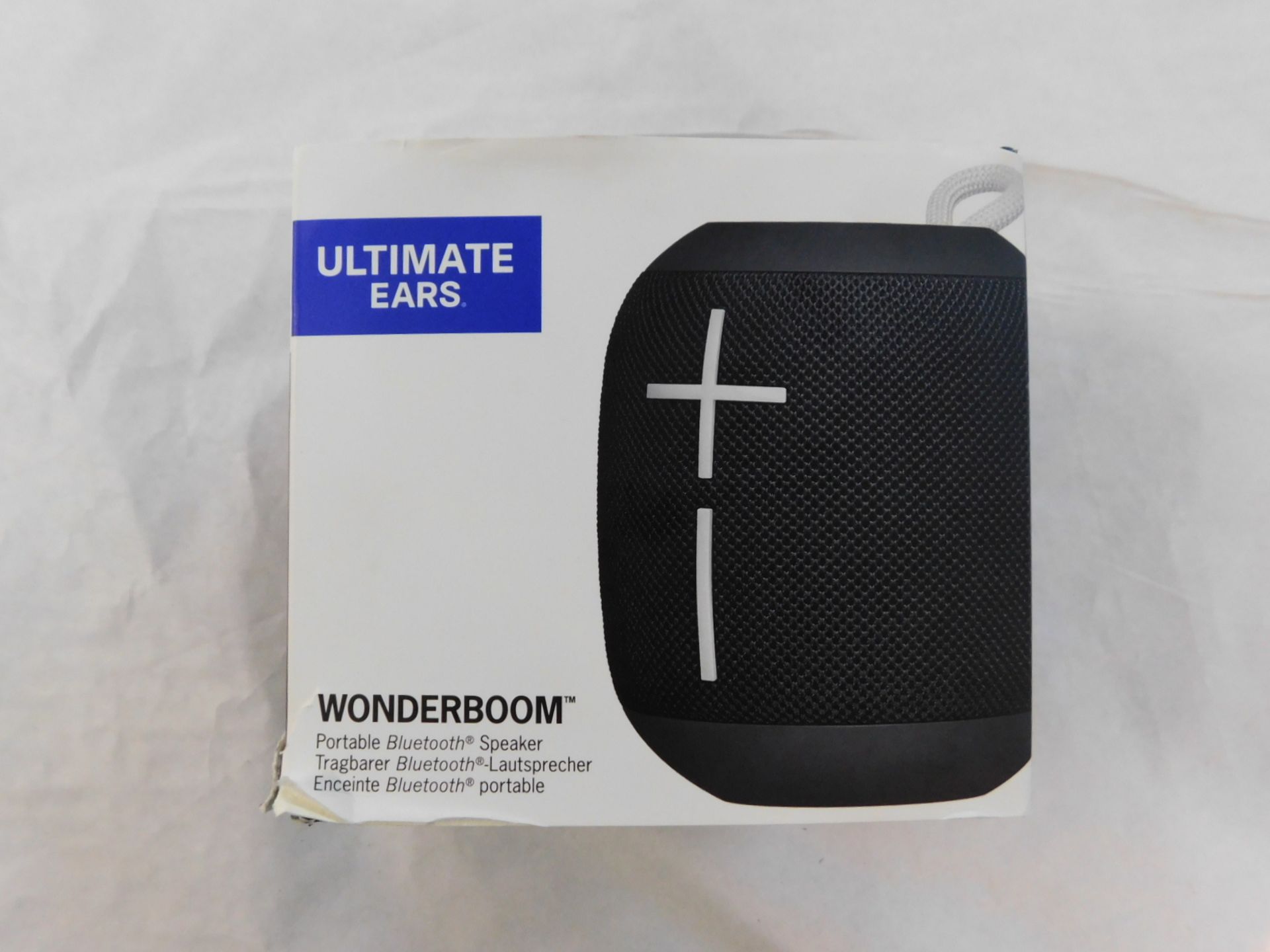 1 BOXED ULTIMATE EARS WONDERBOOM BLACK PORTABLE BLUETOOTH SPEAKER RRP Â£89.99