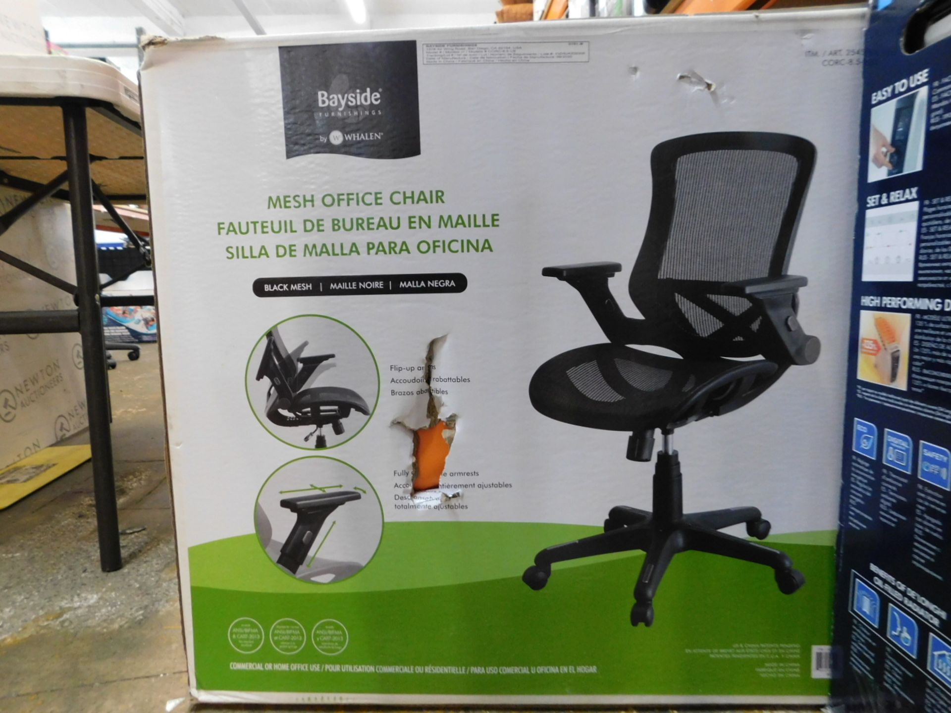 1 BOXED BAYSIDE FURNISHINGS METREX BLACK MESH OFFICE CHAIR RRP Â£129.99