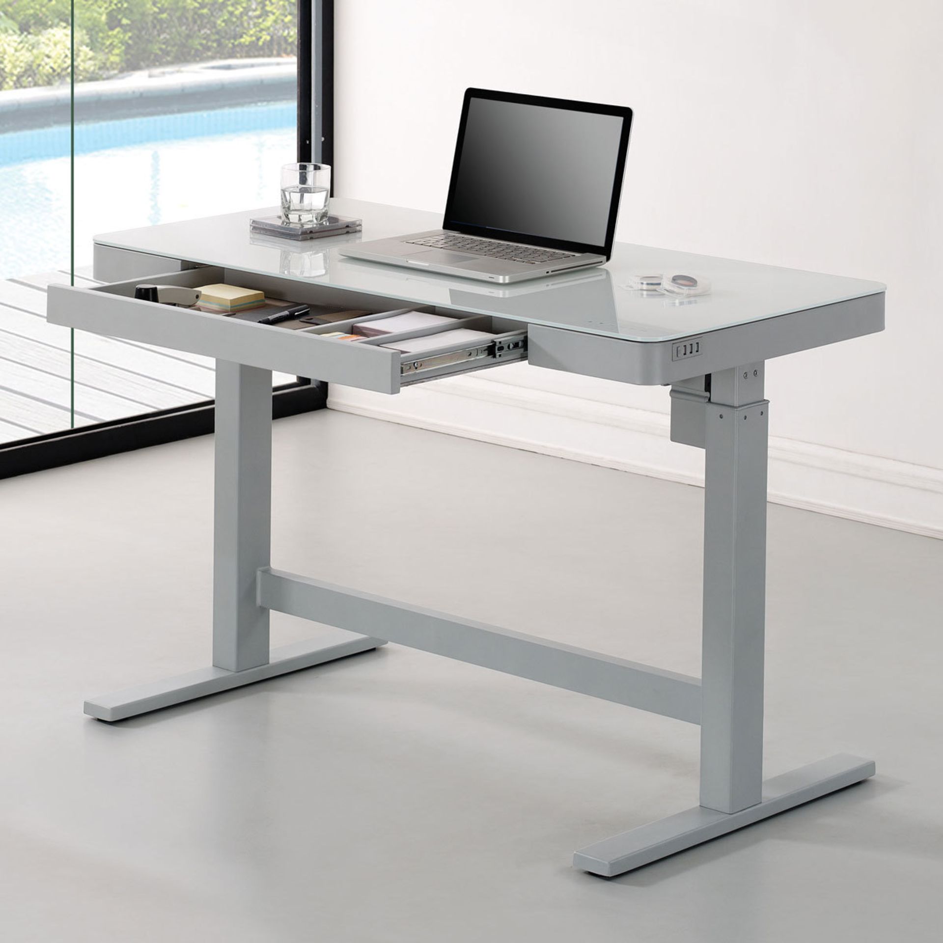 1 TRESANTI TWIN-STAR POWER ADJUSTABLE WHITE TECH DESK RRP Â£299