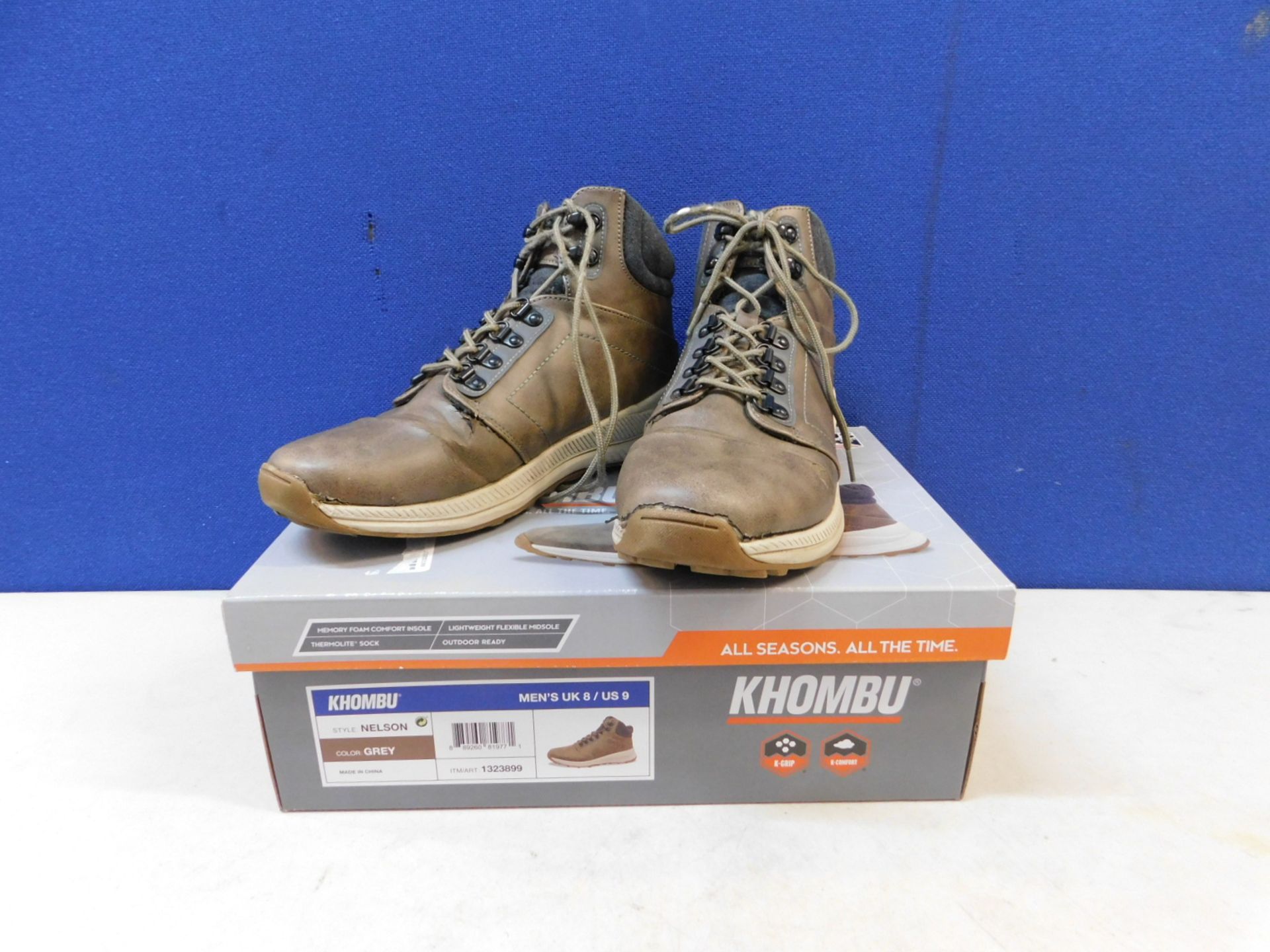 1 BOXED PAIR OF KHOMBU NELSON SHOES UK SIZE 8 RRP Â£59 (HAS RIPS)