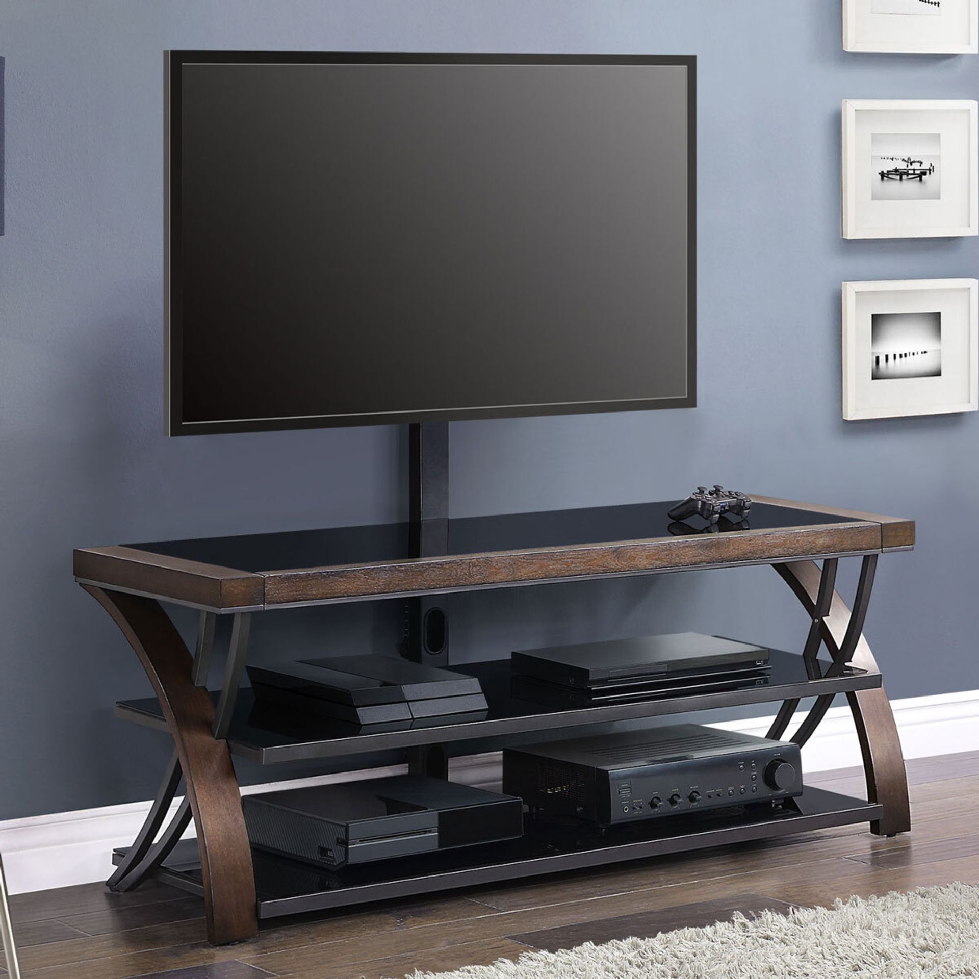 1 BOXED BAYSIDE FURNISHINGS BURKEDALE 3-IN-1 TV STAND FOR TVS UP TO 65" RRP Â£249 (GENERIC IMAGE