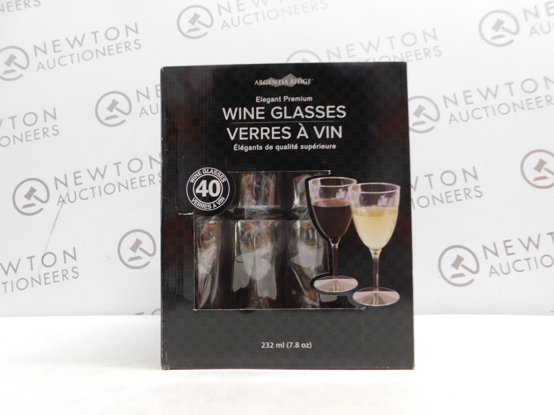 1 BOXED ARGENTIA RIDGE 40 PACK ELEGANT DISPOSABLE WINE GLASSES RRP Â£29