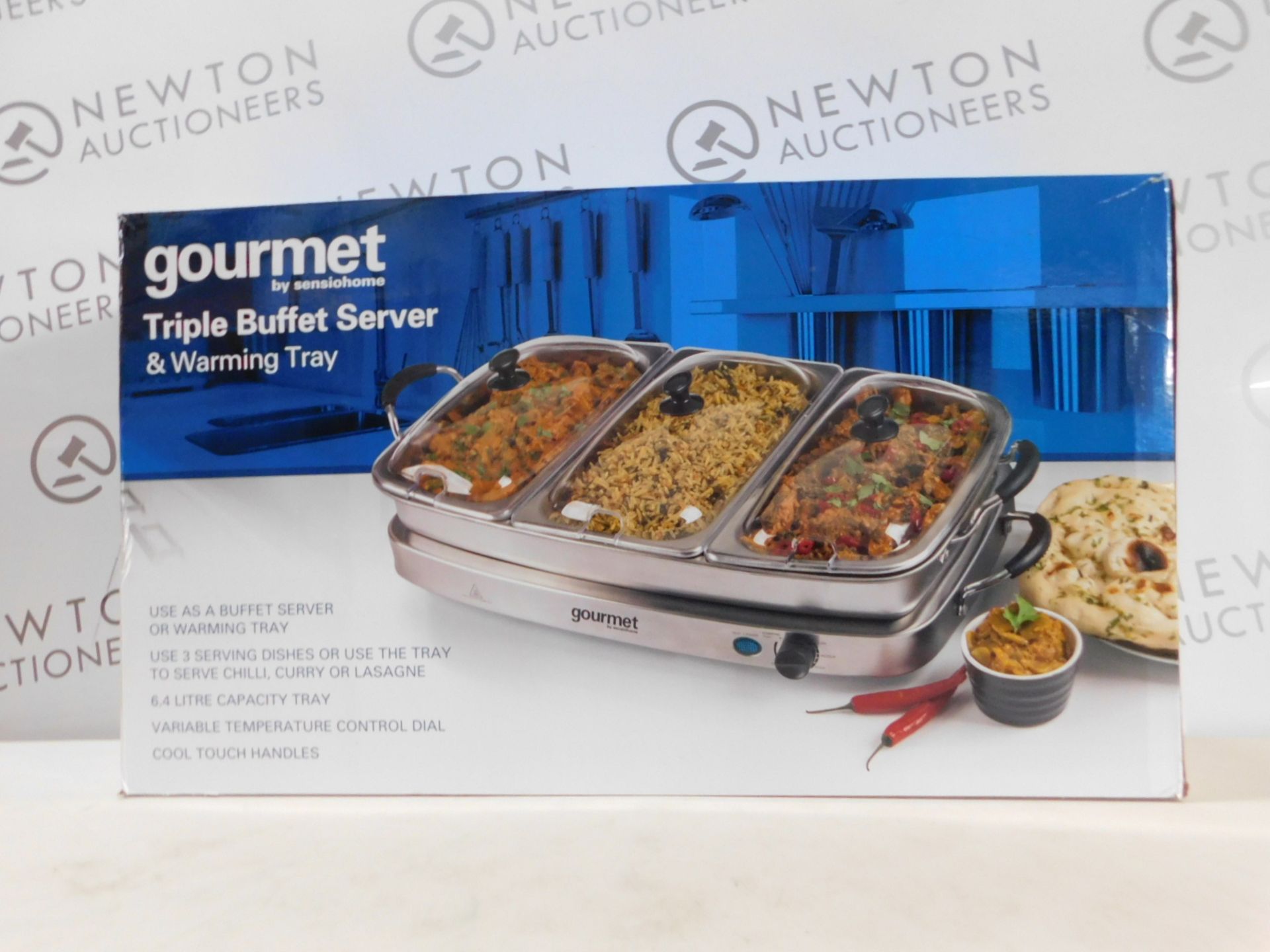 1 BOXED SENSIOHOME GOURMET TRIPLE BUFFET SERVER WITH WARMING TRAY RRP Â£49.99