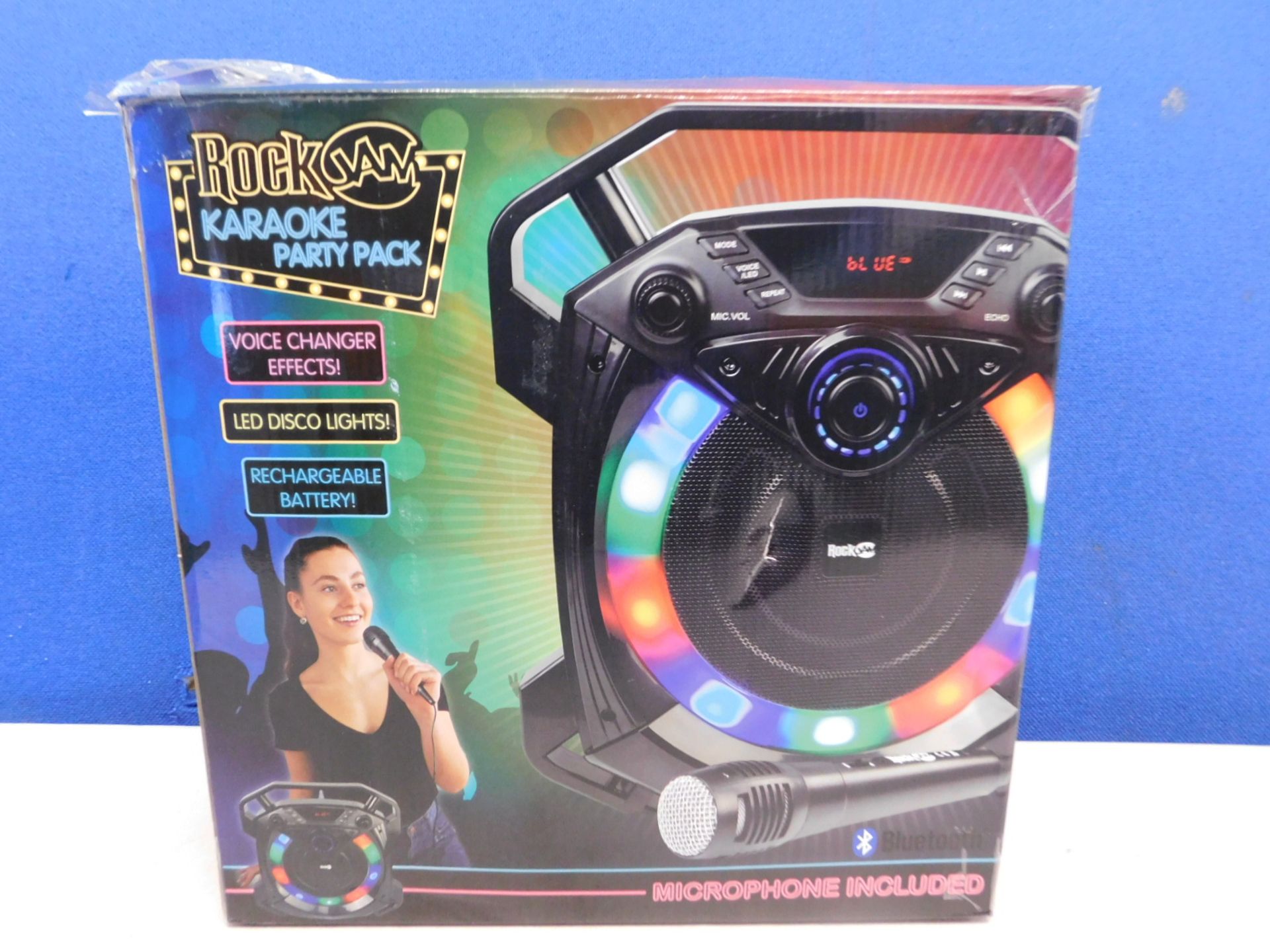 1 BOXED ROCKJAM GO LIGHTSHOW BLUETOOTH RECHARGEABLE KAROAKE SPEAKER RRP Â£64.99