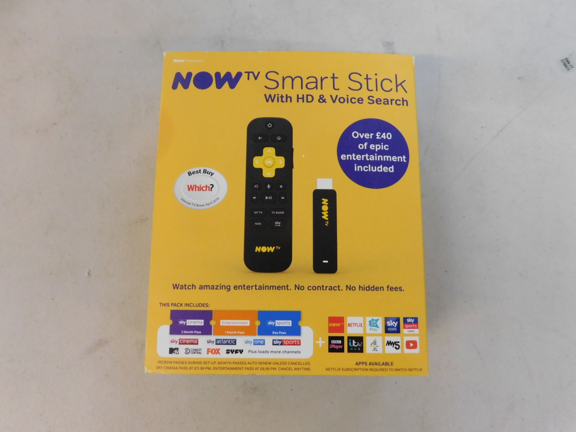 1 BOXED NOW TV SMART STICK WITH HD AND VOICE SEARCH RRP Â£39.99