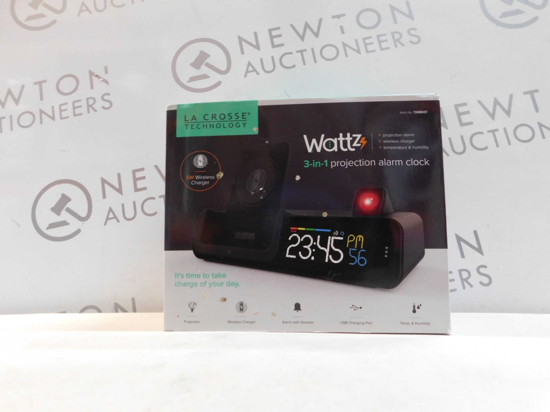 1 BOXED LA CROSSE TECHNOLOGY WATTZ 3-IN-1 WIRELESS CHARGING PROJECTION ALARM CLOCK RRP Â£64.99