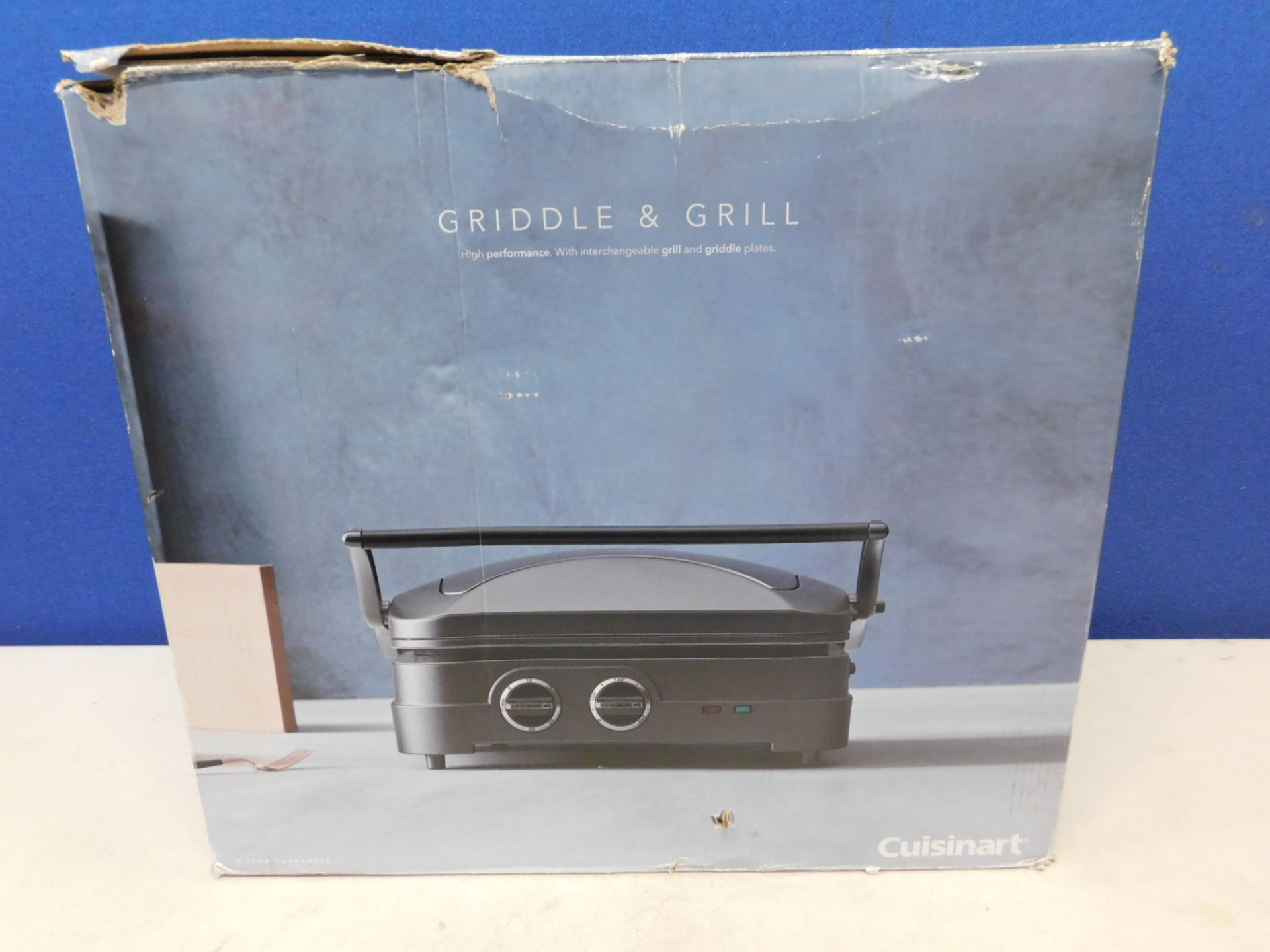 1 BOXED CUISINART GR47BU STAINLESS STEEL GRIDDLE & GRILL RRP Â£149