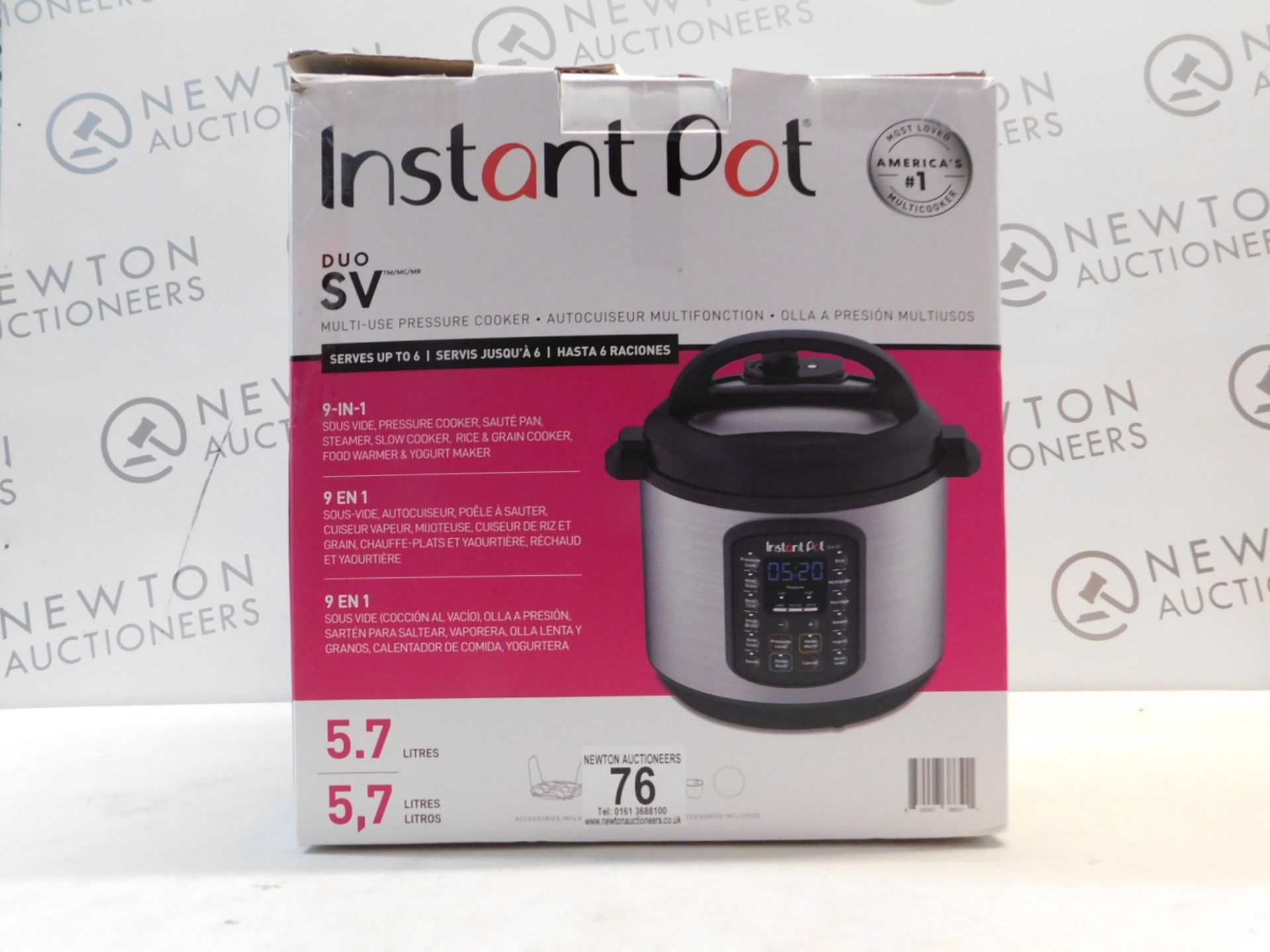 1 BOXED INSTANT POT DUO SV 9 IN 1 ELECTRIC PRESSURE COOKER 5.7L RRP Â£149