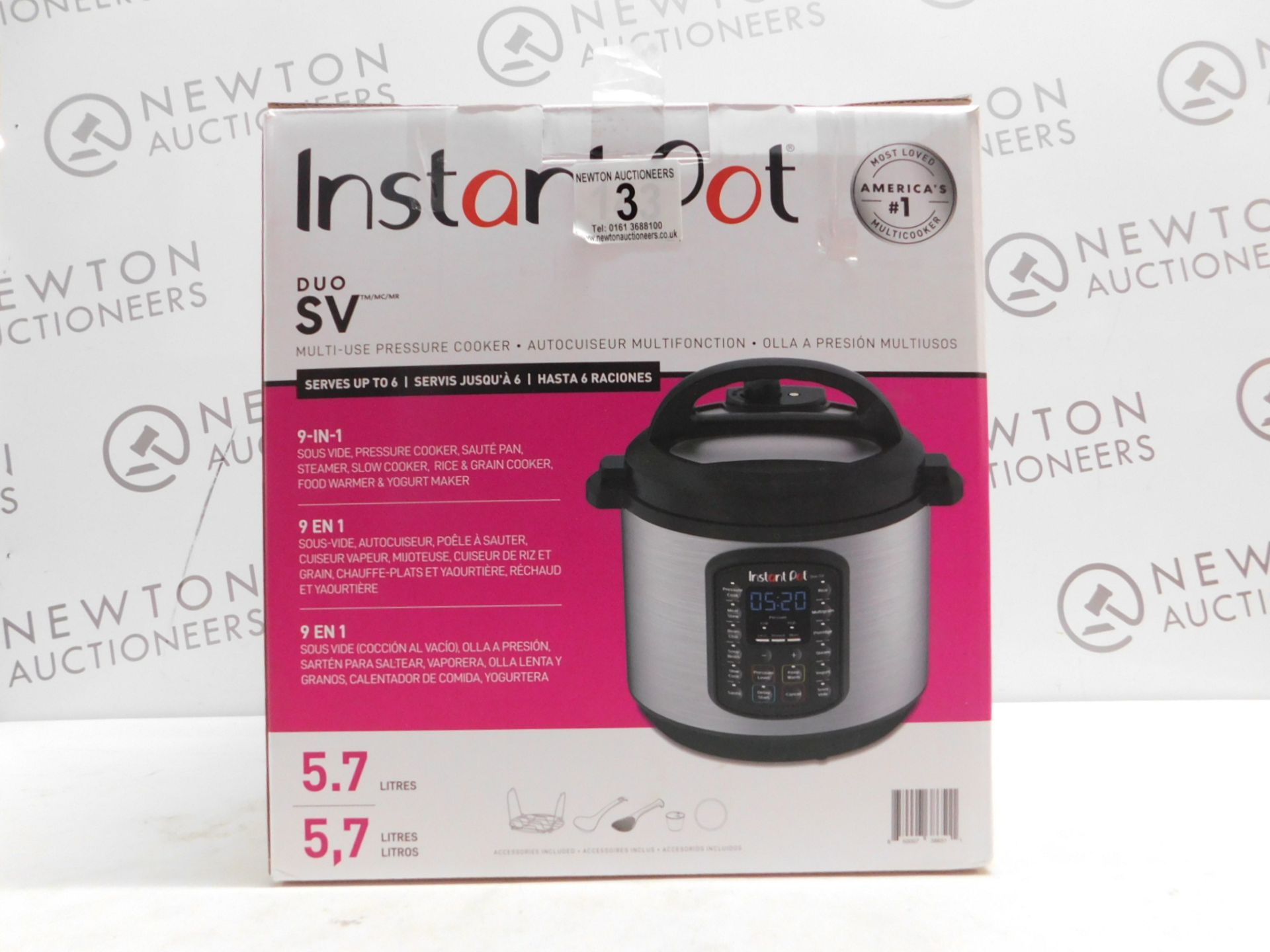 1 BOXED INSTANT POT DUO EVO PLUS 9 IN 1 ELECTRIC PRESSURE COOKER 5.7L RRP Â£149 (POWERS ON)