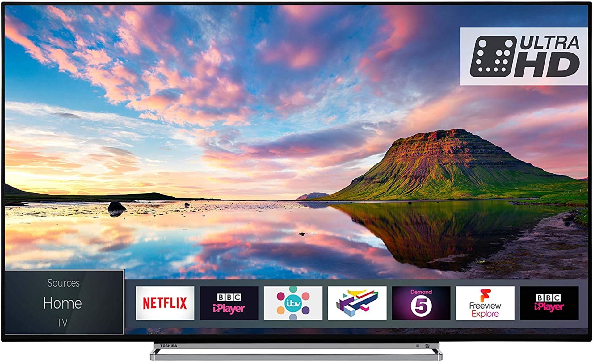 1 TOSHIBA 55U6763 4K SMART TV WITH STAND AND REMOTE RRP Â£449 (WORKING)