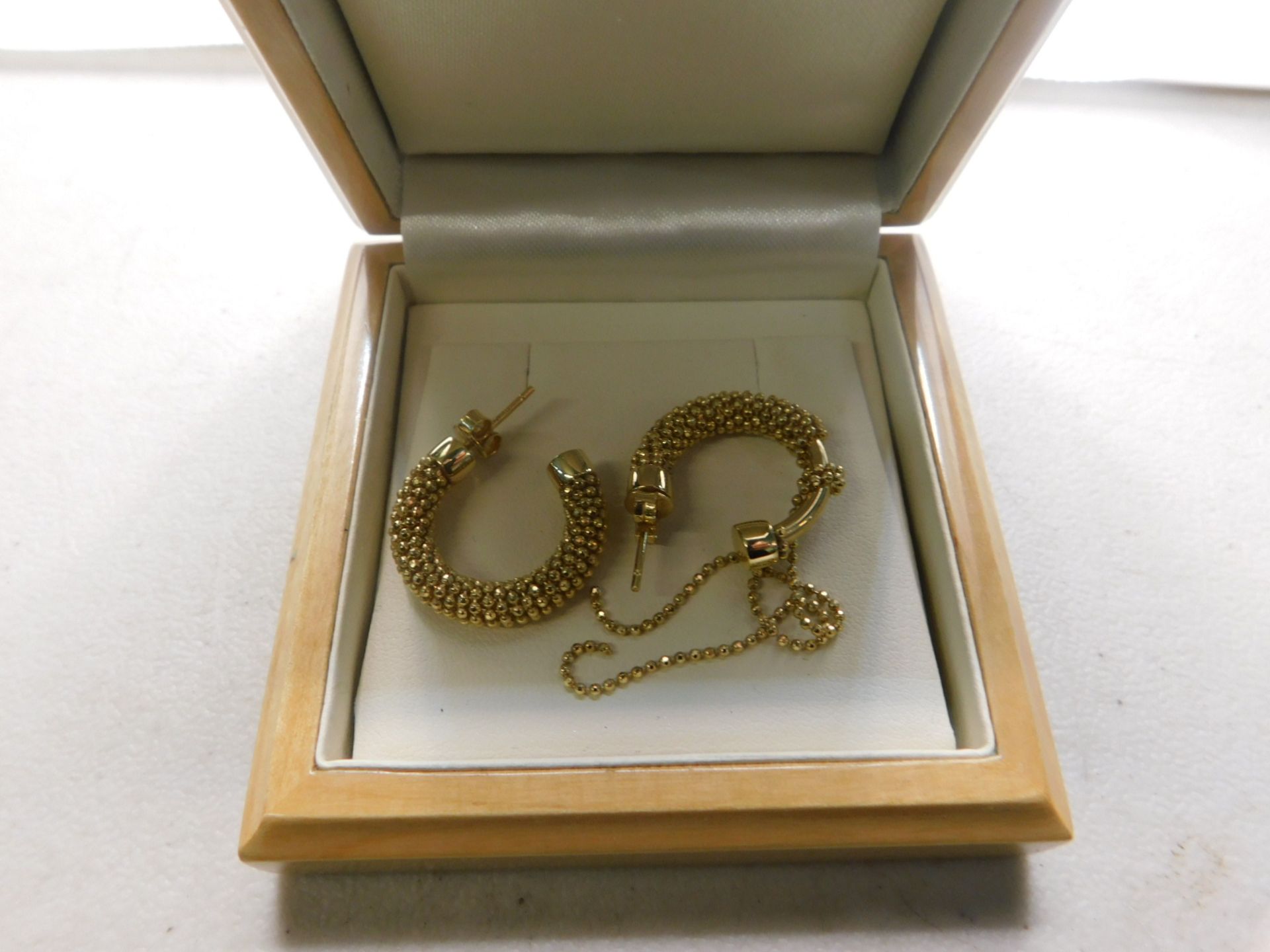 1 BOXED 14KT GOLD BEADED EARRINGS RRP Â£399 (ON 1 EARRING BEADS COMING OFF)