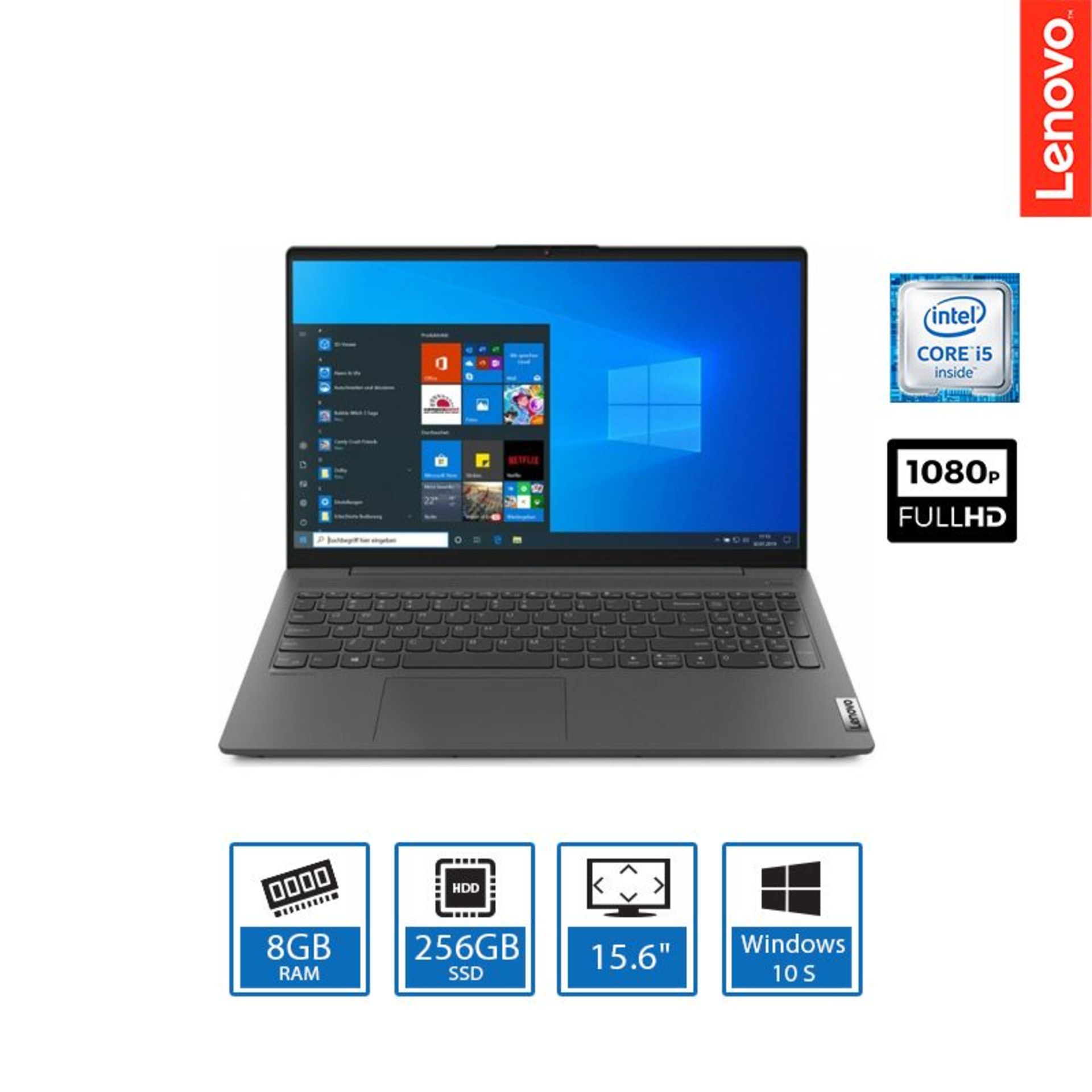 1 BOXED LENOVO IDEAPAD 5 LAPTOP CORE I5-1035G1, 8GB RAM, 256GB SSD, 15.6" FHD WITH CHARGER RRP Â£599