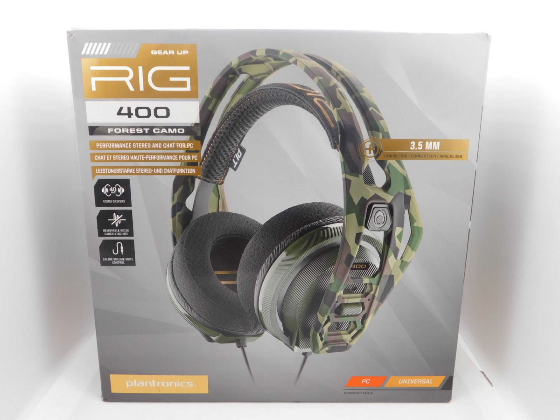 1 BOXED PLANTRONICS RIG 400 HEADPHONES FOREST CAMO RRP Â£64.99