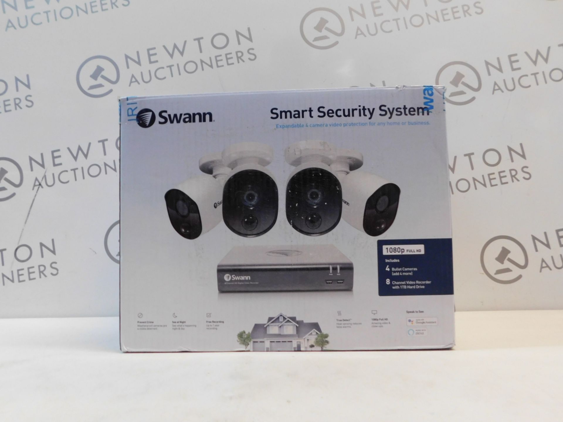 1 BOXED SWANN 8 CHANNEL SECURITY SYSTEM: 1080P FULL HD DVR-4575 WITH 1TB HDD & 4 X 1080P THERMAL