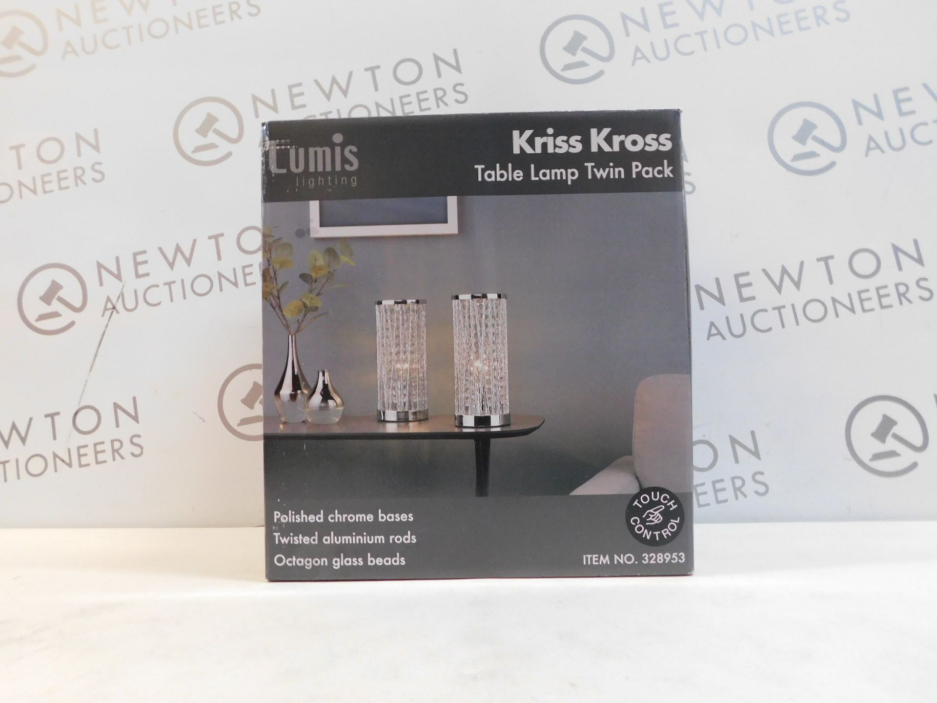 1 BOXED SET OF 2 LUMIS LIGHTING KRISS KROSS TABLE LAMPS RRP Â£39