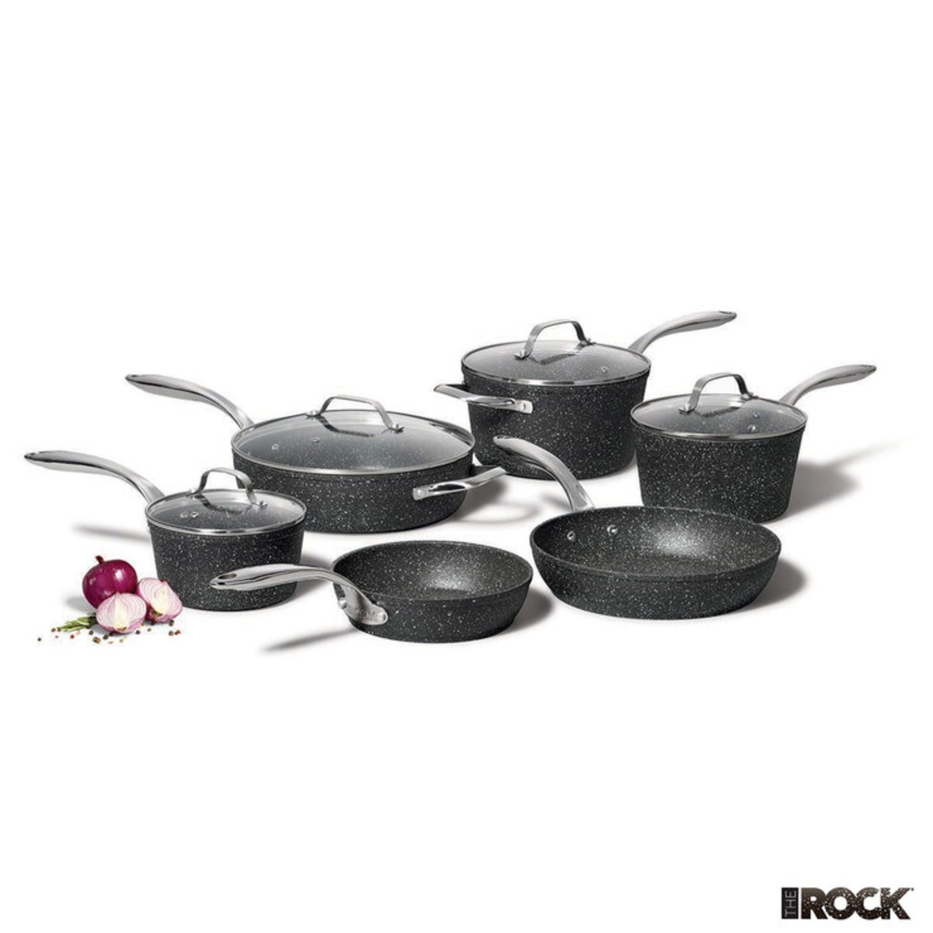 1 BOXED STARFRIT THE ROCK 10 PIECE (APPROX) COOKWARE PAN SET RRP Â£149.99