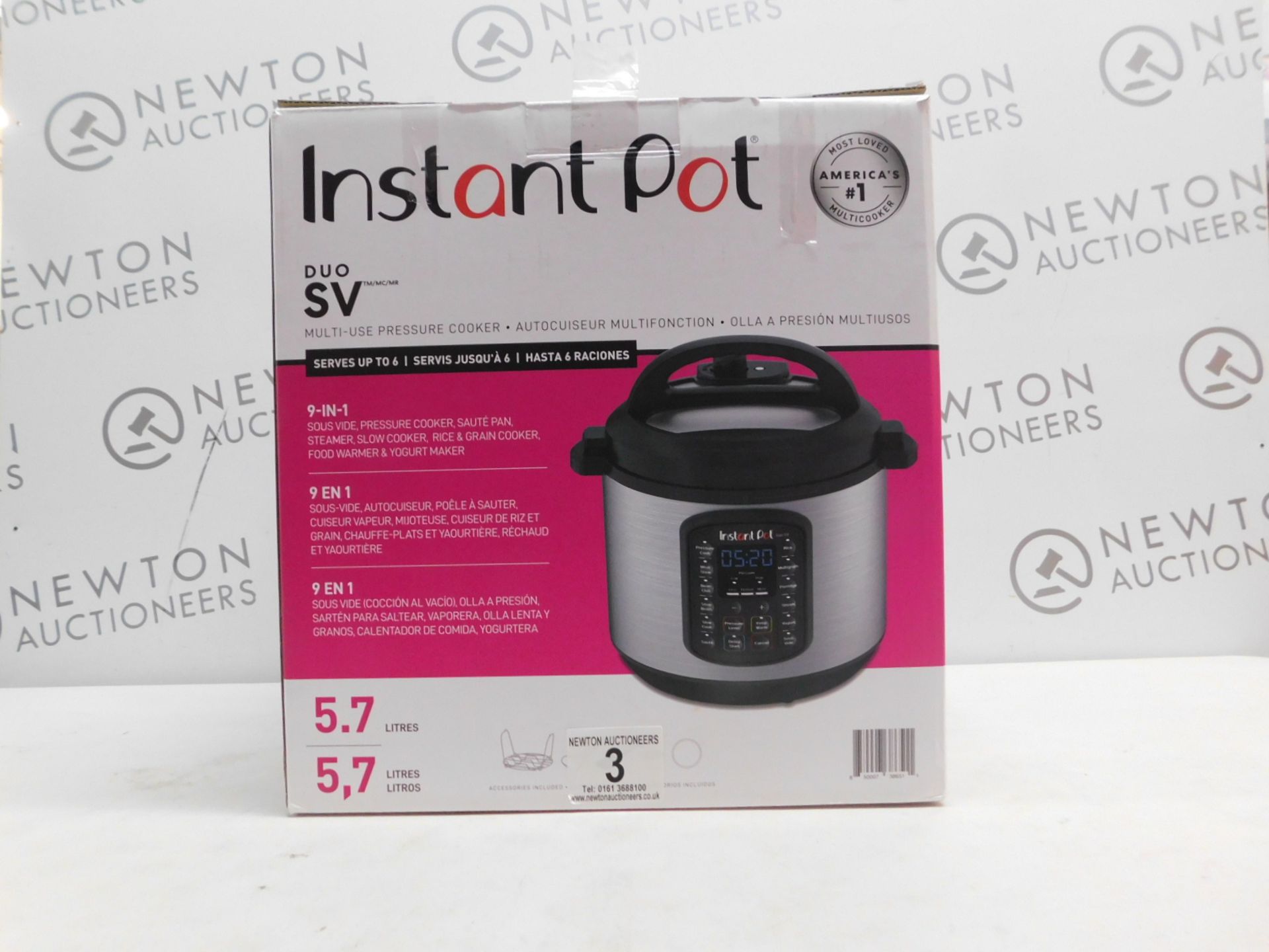 1 BOXED INSTANT POT DUO SV 9 IN 1 ELECTRIC PRESSURE COOKER 5.7L RRP Â£115